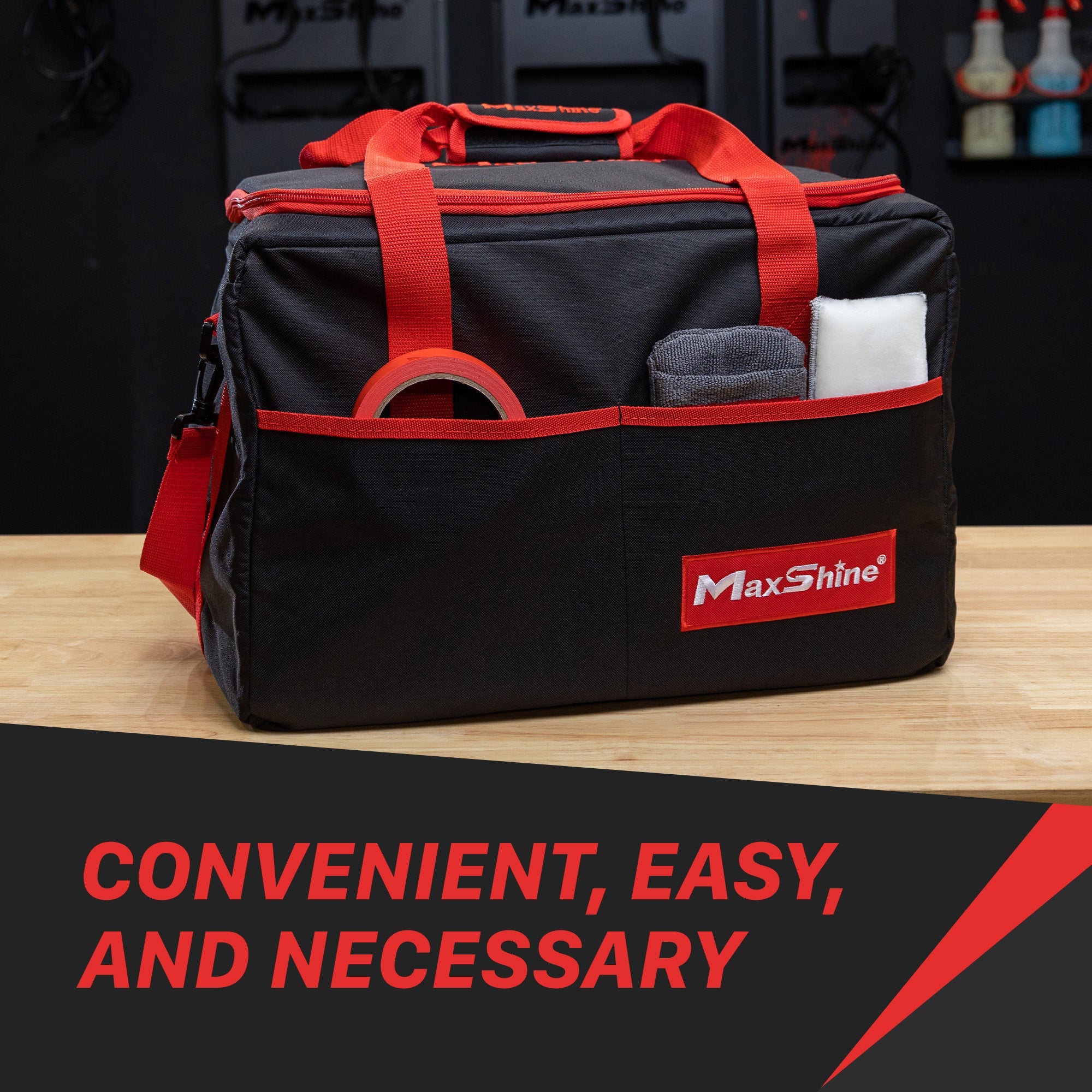 Small Tool Bag - Durable 1680D Oxford Fabric MaxShine's Small Tool Bag keeps your car care essentials organized and portable. Made from durable fabric, it