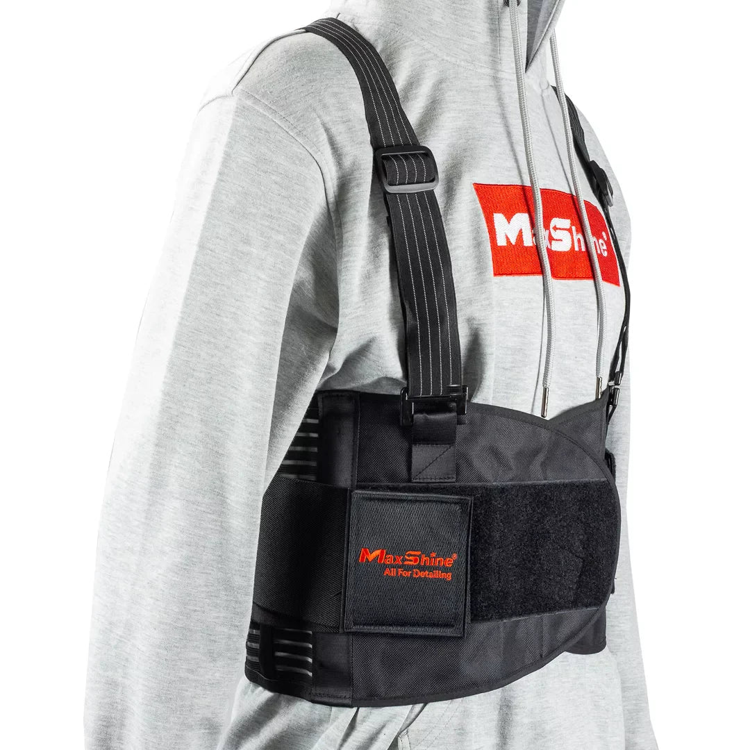 Back Brace For Car Detailing MaxShine's Back Brace maximizes your detailing comfort and minimizes pain and strain. This supportive accessory is crafted from
