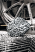 Blackline Car Care BLACKLINE® MICROFIBER WHEEL MITT in use - professional detailing application