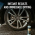 Blue suede tire shine contains a revolutionary formula that goes on blue but dries clear, so you don’t miss a spot. Your tires will shine with a rich black