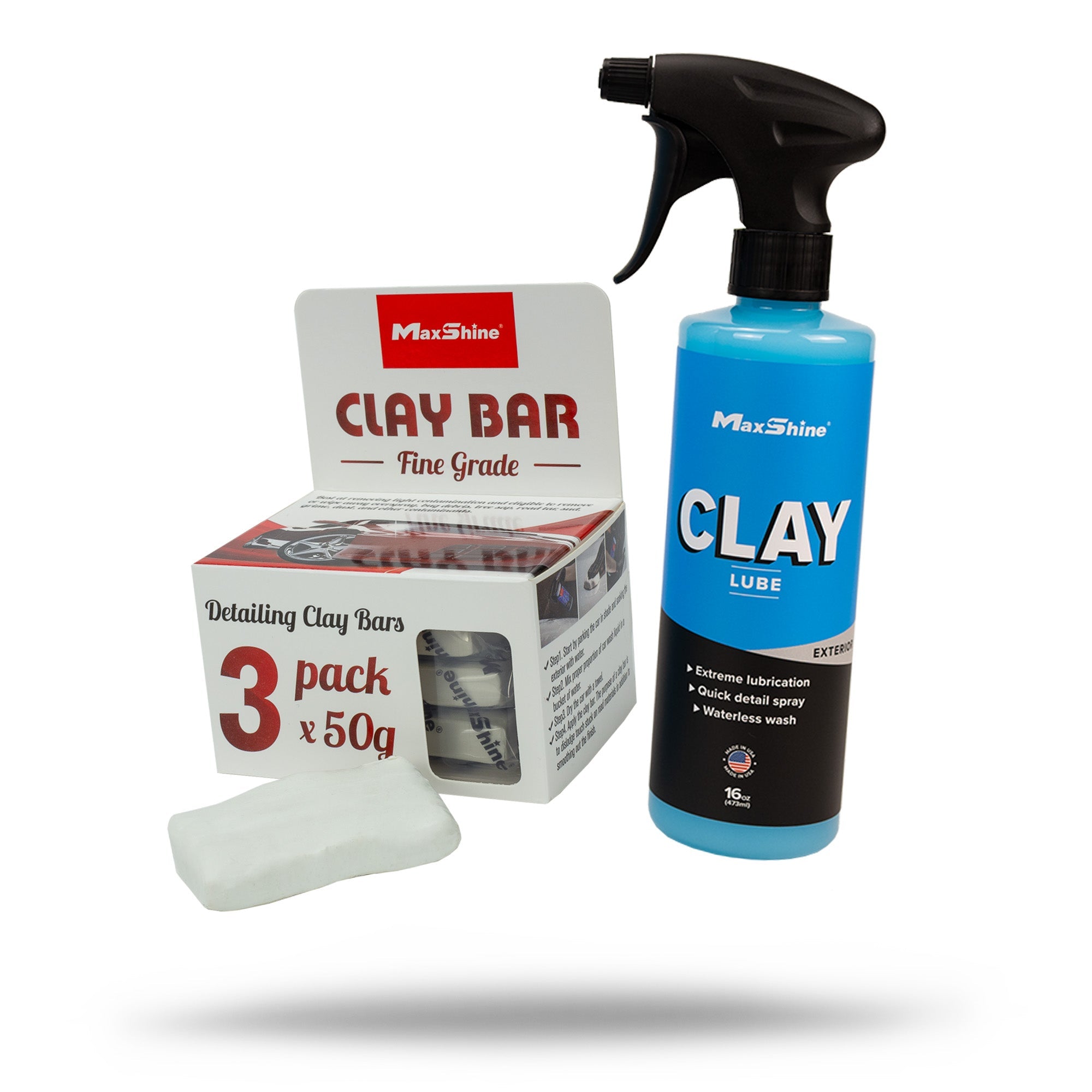 Clay Bar Kit Heavy Grade Clay & Clay Lube Spray Our Clay Bar Kit provides the ultimate experience in surface restoration. The cutting-edge Clay Lube Spray