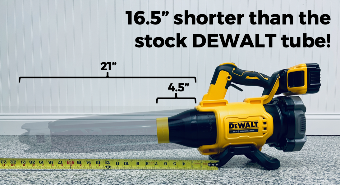 Stubby Nozzle Co. STUBBY® Car Drying Nozzle for DEWALT 20V MAX XR Leaf Blower (DCBL722B) in use - professional detailing application