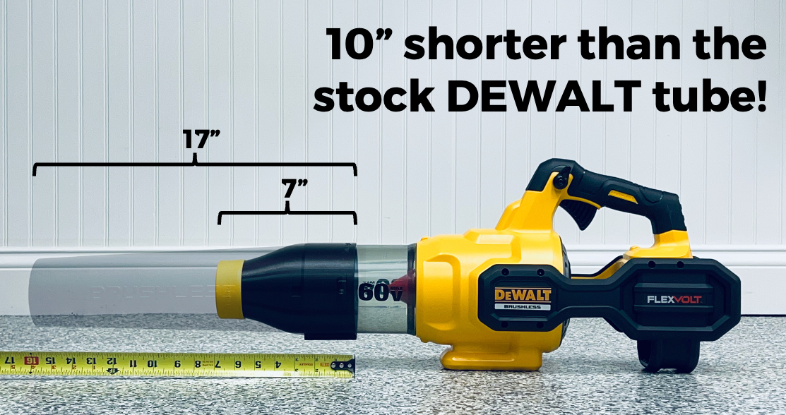 Stubby Nozzle Co. STUBBY® Car Drying Nozzle for DEWALT 60V MAX Leaf Blowers (DCBL772B & DCBL777B) in use - professional detailing application