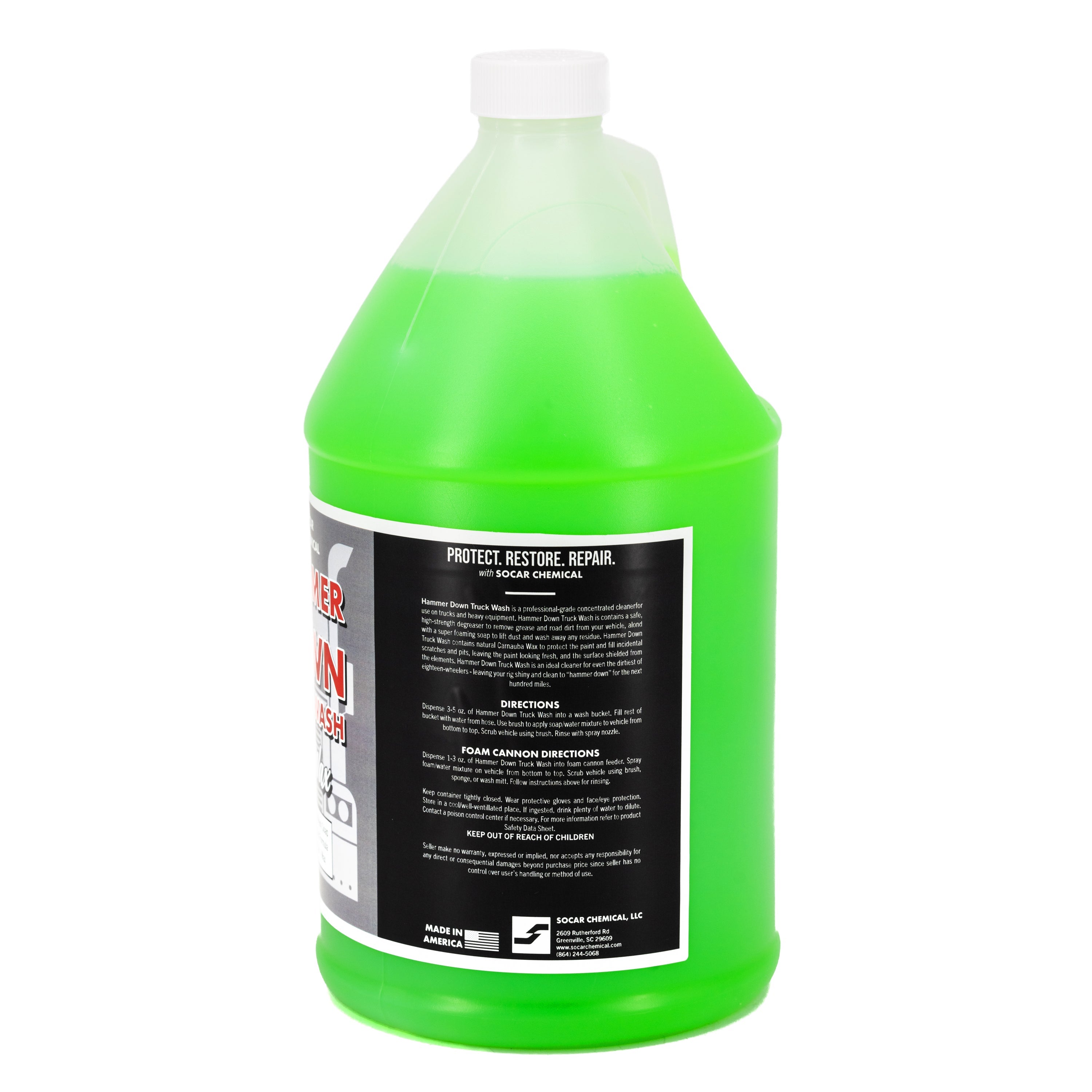 Hammer Down Truck Wash is a professional-grade concentrated cleaner for use on trucks and heavy equipment. Hammer Down Truck Wash is contains a safe