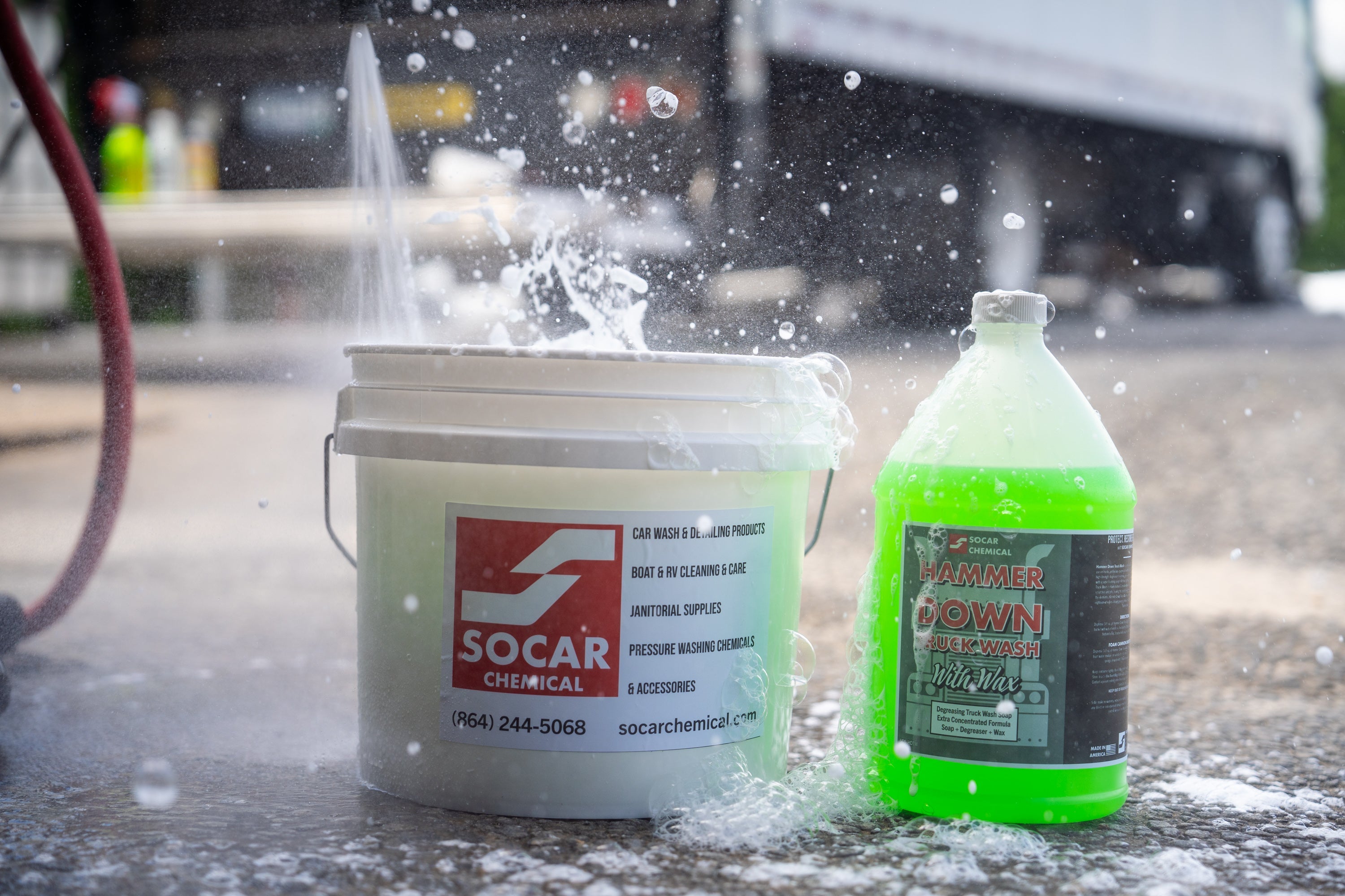 Hammer Down Truck Wash is a professional-grade concentrated cleaner for use on trucks and heavy equipment. Hammer Down Truck Wash is contains a safe