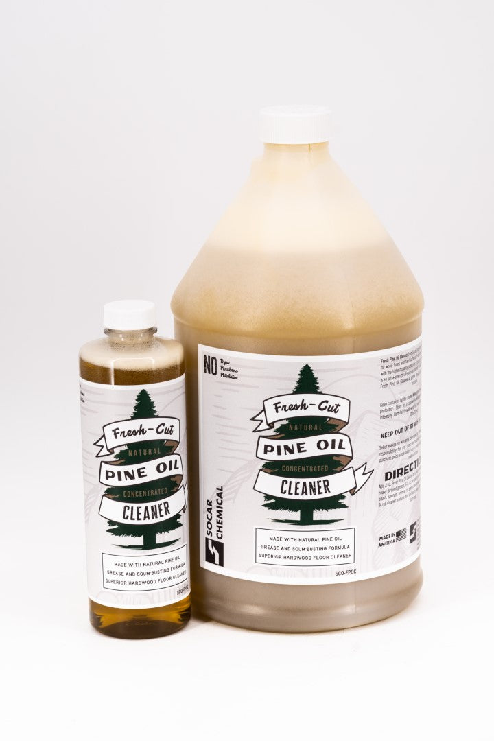 Fresh-Cut Pine Oil Cleaner from Socar Chemical is our original cleaner for wood floors and hard surfaces. Fresh Pine Oil Cleaner is made with the highest