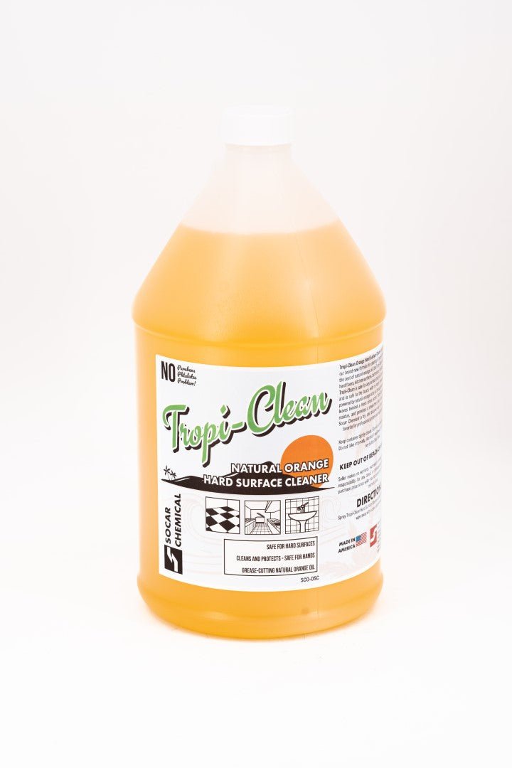 Tropi-Clean Hard Surface Cleaner natural orange hard surface cleaner from Socar Chemical is our brand-new formula for cleaning all types of hard surfaces with