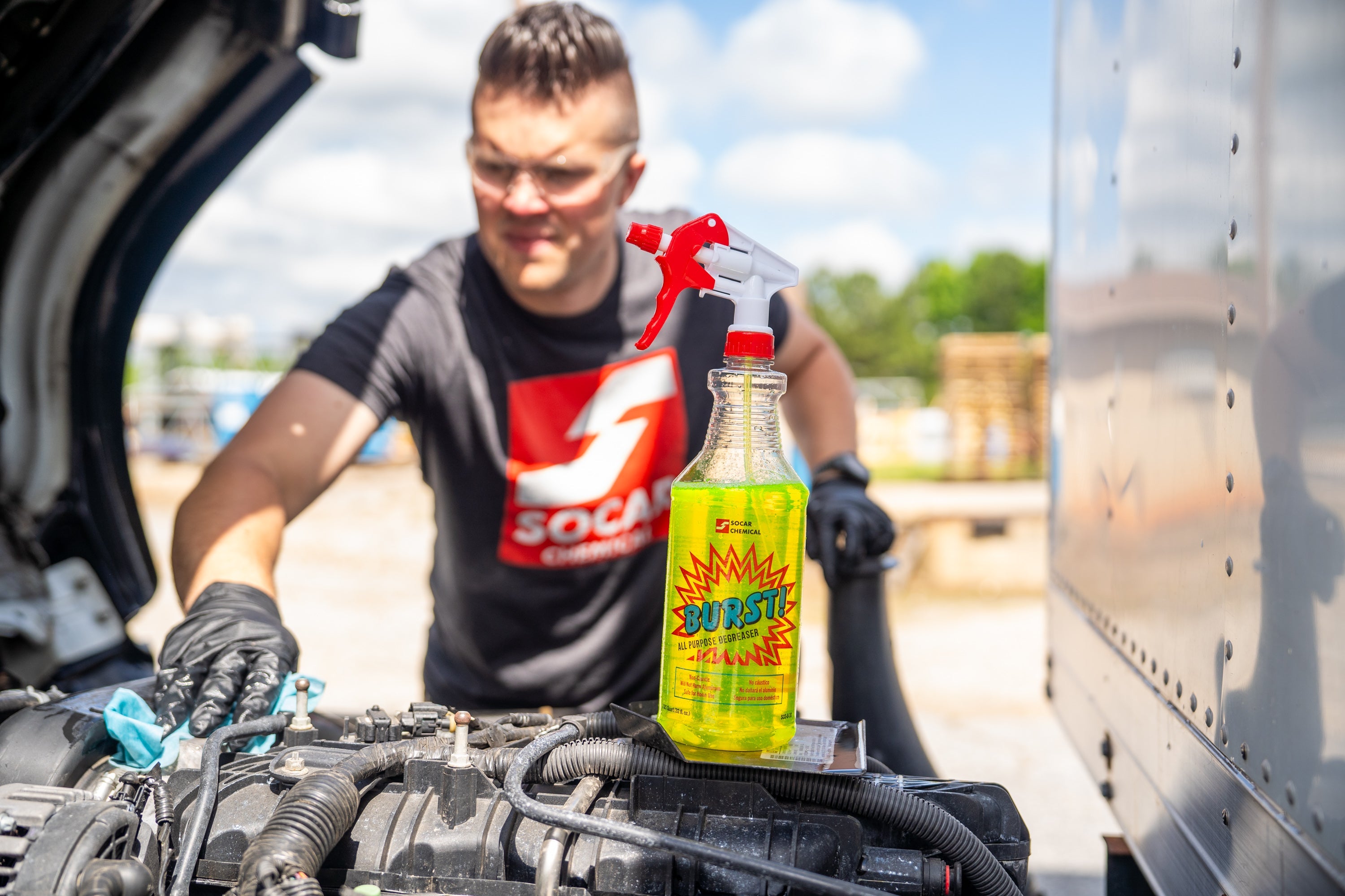 Burst! All-Purpose Degreaser is a specially blended non-caustic degreaser, which will not harm aluminum or other alloy surfaces. Burst! is especially suited
