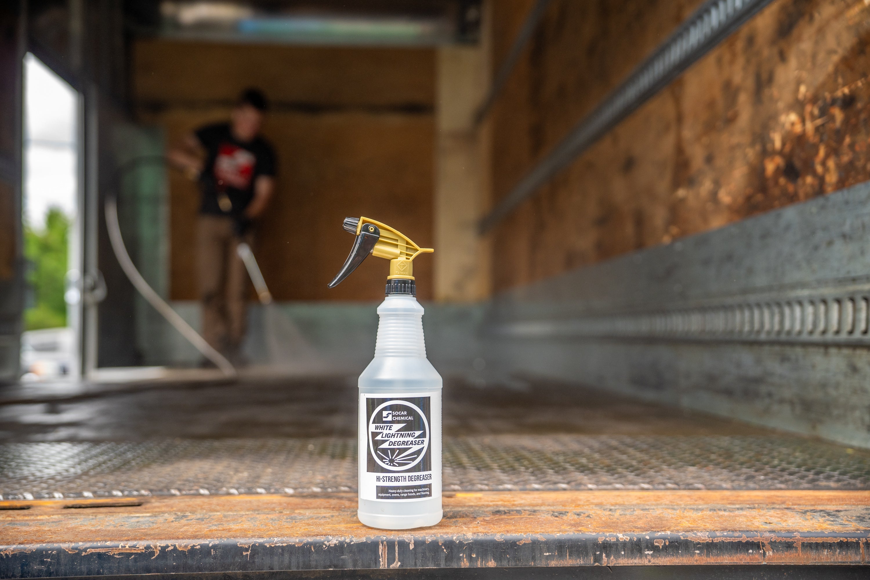 White Lightning Degreaser The most powerful of the SOCAR alkali degreaser formulas. White Lightning blasts its way through heavy grease, dirt, compacted oil