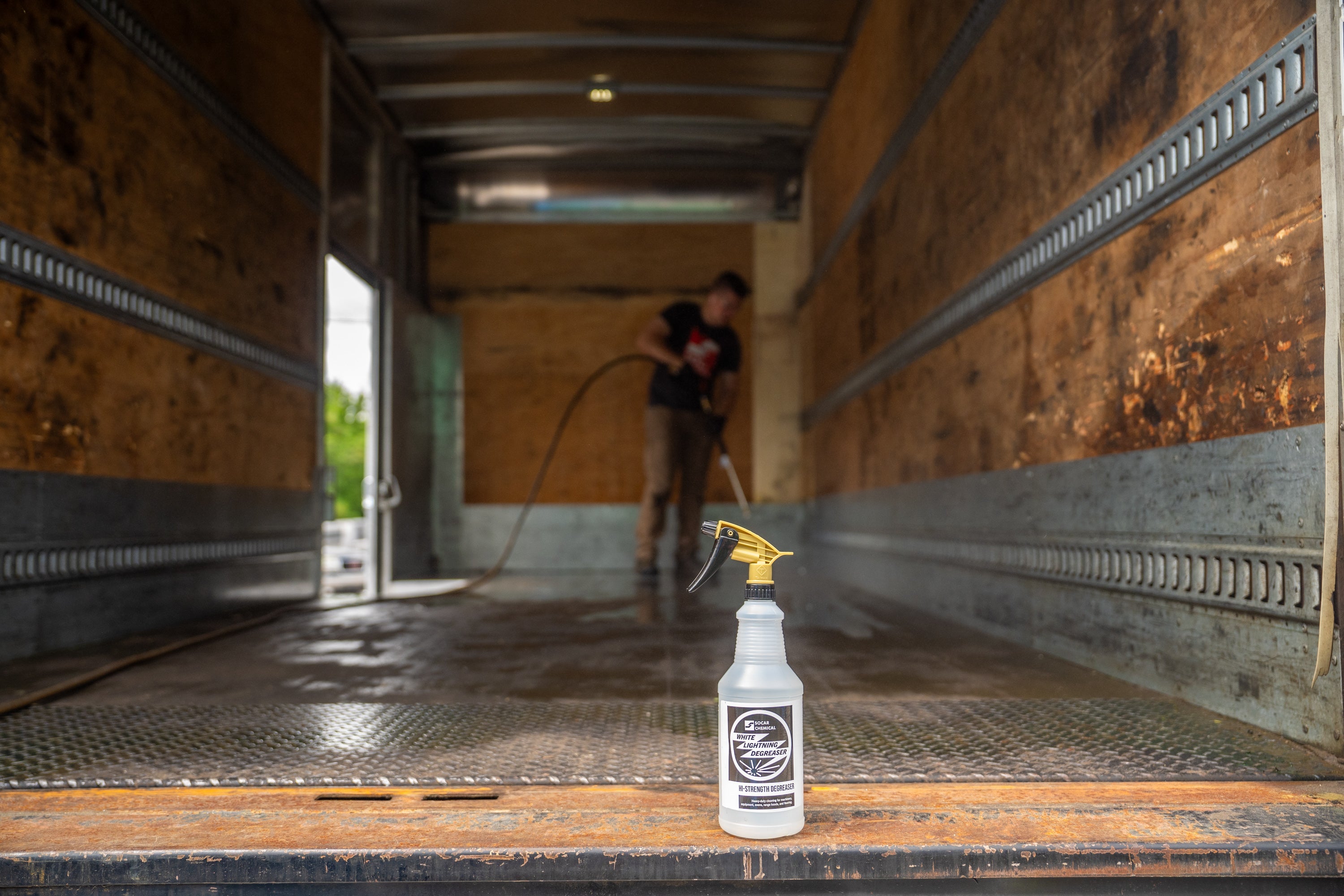 White Lightning Degreaser The most powerful of the SOCAR alkali degreaser formulas. White Lightning blasts its way through heavy grease, dirt, compacted oil
