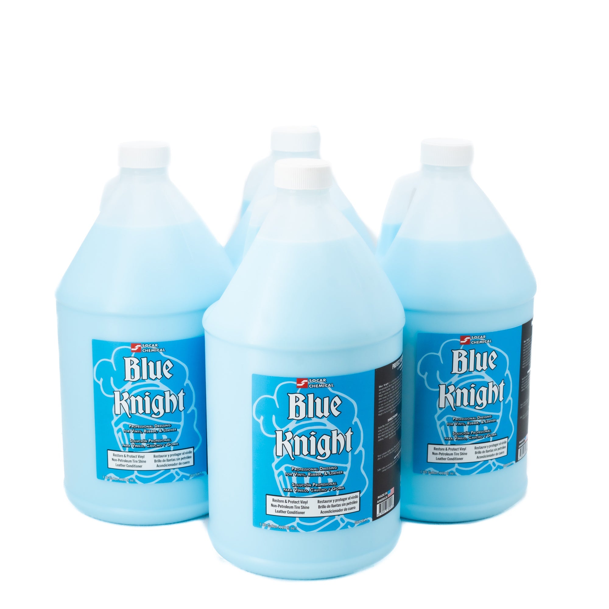 Blue Knight Vinyl, Rubber & Leather Dressing is a spray on/wipe on silicone emulsion that seals, protects, and shines leather, rubber & vinyl surfaces. Our