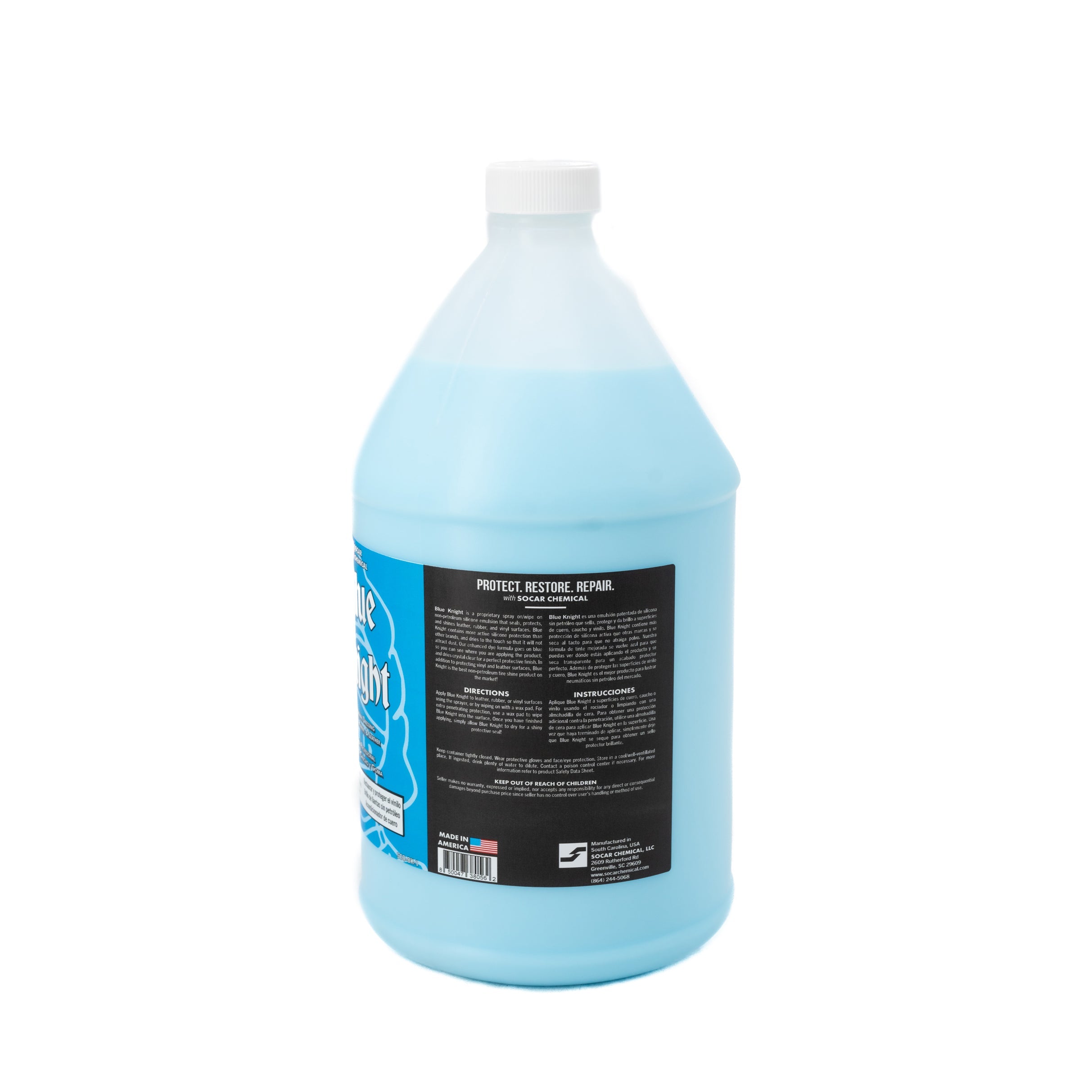 Blue Knight Vinyl, Rubber & Leather Dressing is a spray on/wipe on silicone emulsion that seals, protects, and shines leather, rubber & vinyl surfaces. Our