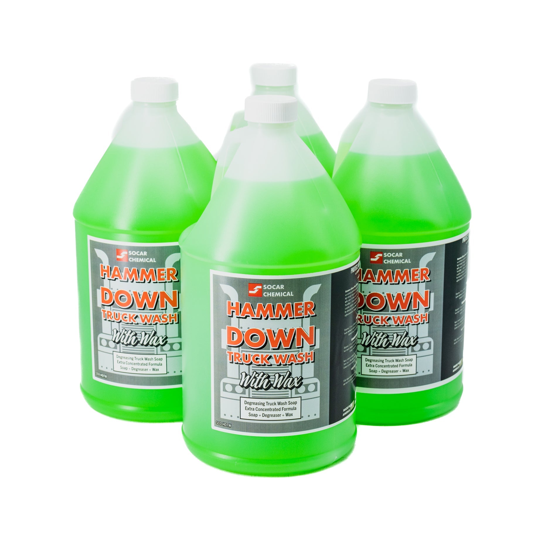 Hammer Down Truck Wash is a professional-grade concentrated cleaner for use on trucks and heavy equipment. Hammer Down Truck Wash is contains a safe