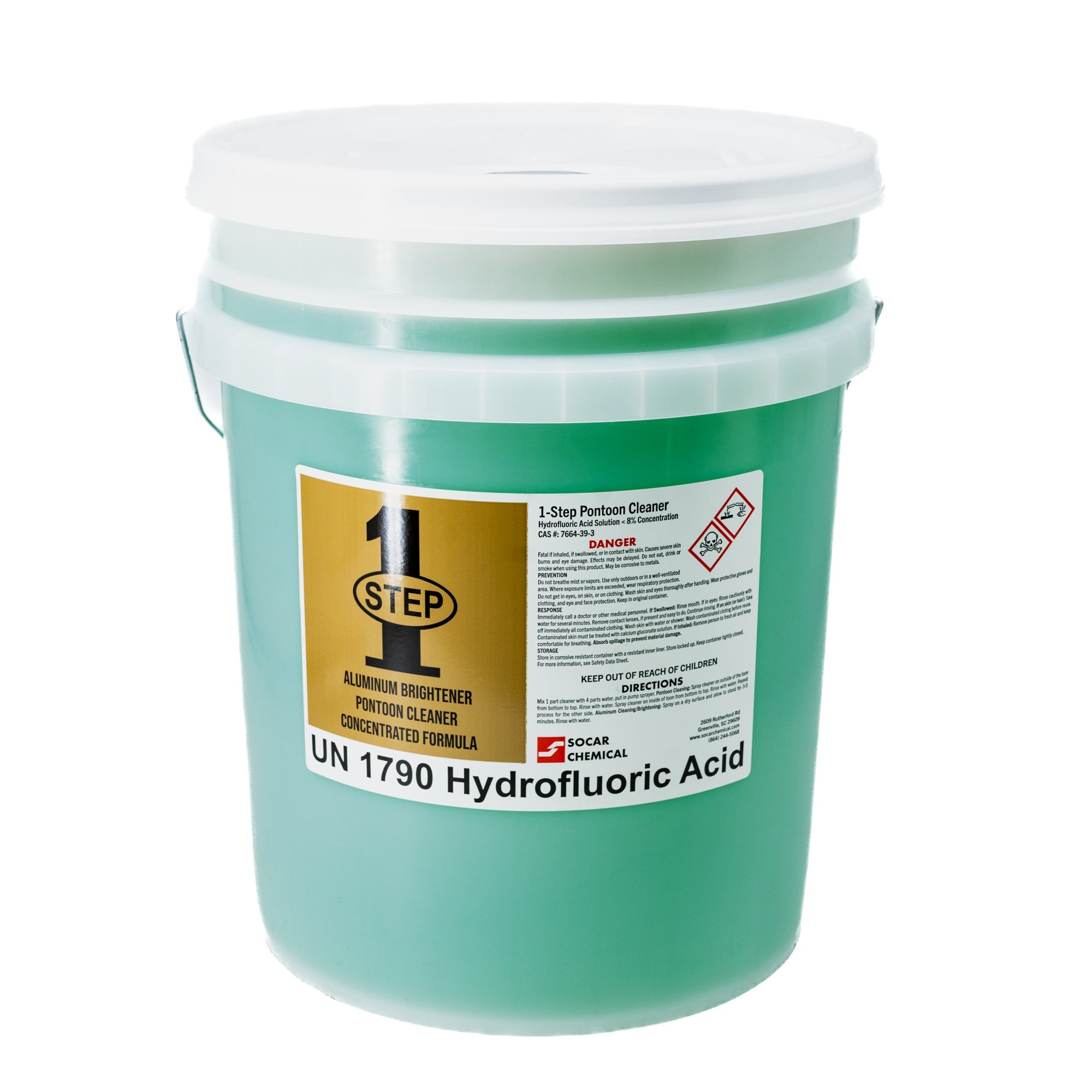 Wampole's 1-Step Pontoon Cleaner is a unique blend of powerful organic acids which have been inhibited and formulated to penetrate oily surfaces, brighten