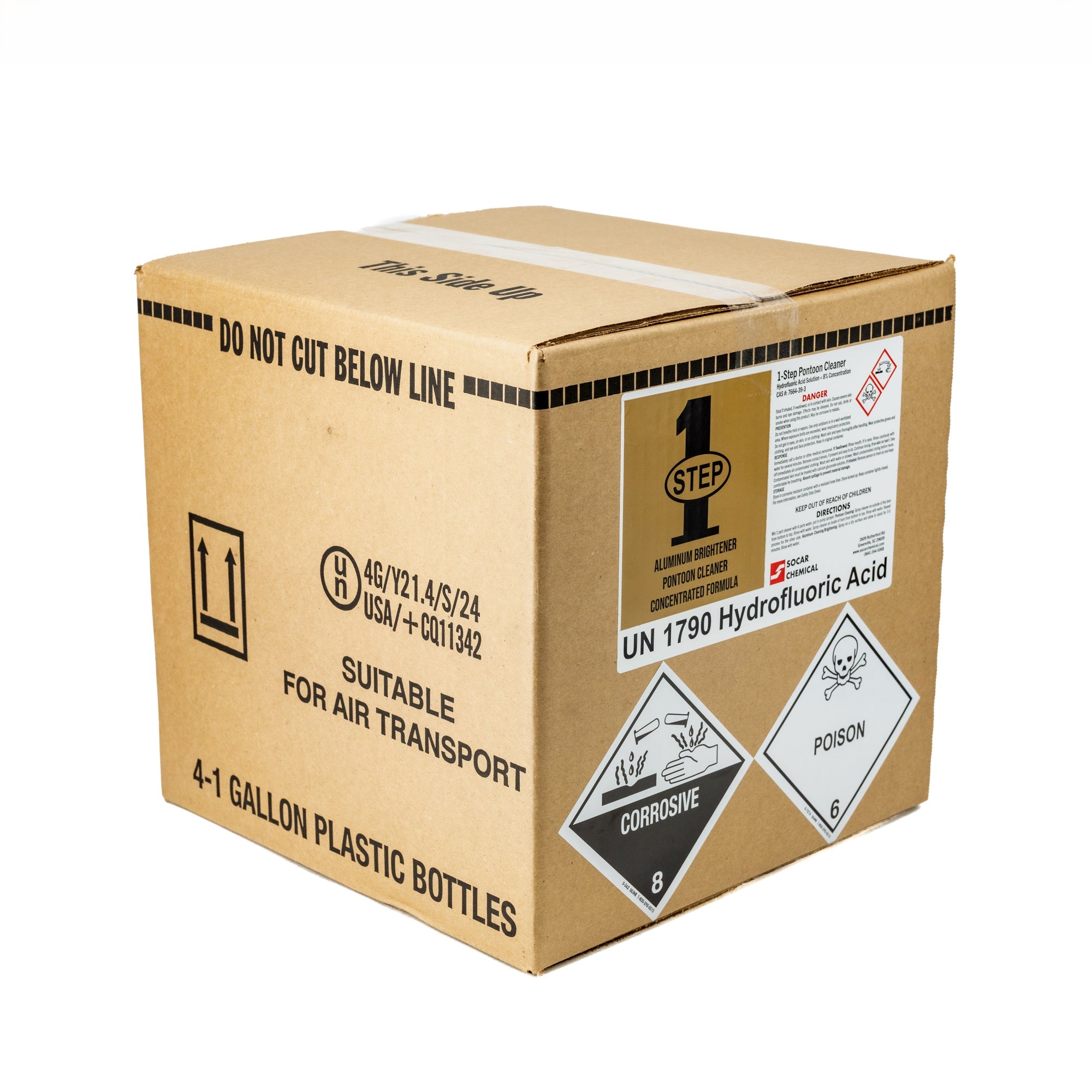 Wampole's 1-Step Pontoon Cleaner is a unique blend of powerful organic acids which have been inhibited and formulated to penetrate oily surfaces, brighten