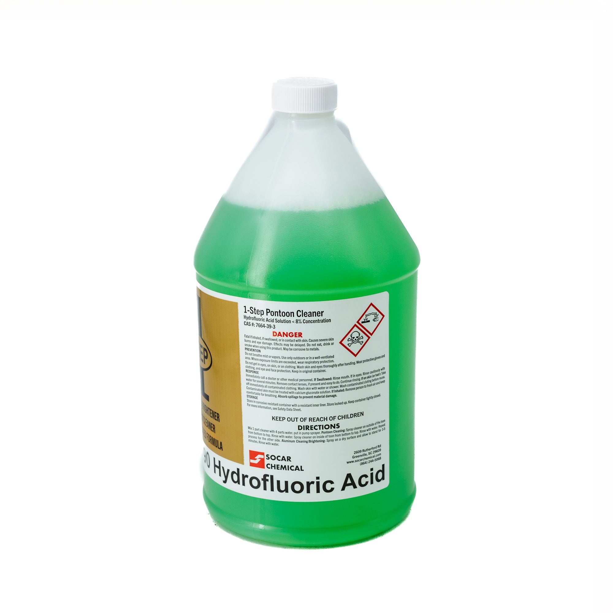 Wampole's 1-Step Pontoon Cleaner is a unique blend of powerful organic acids which have been inhibited and formulated to penetrate oily surfaces, brighten