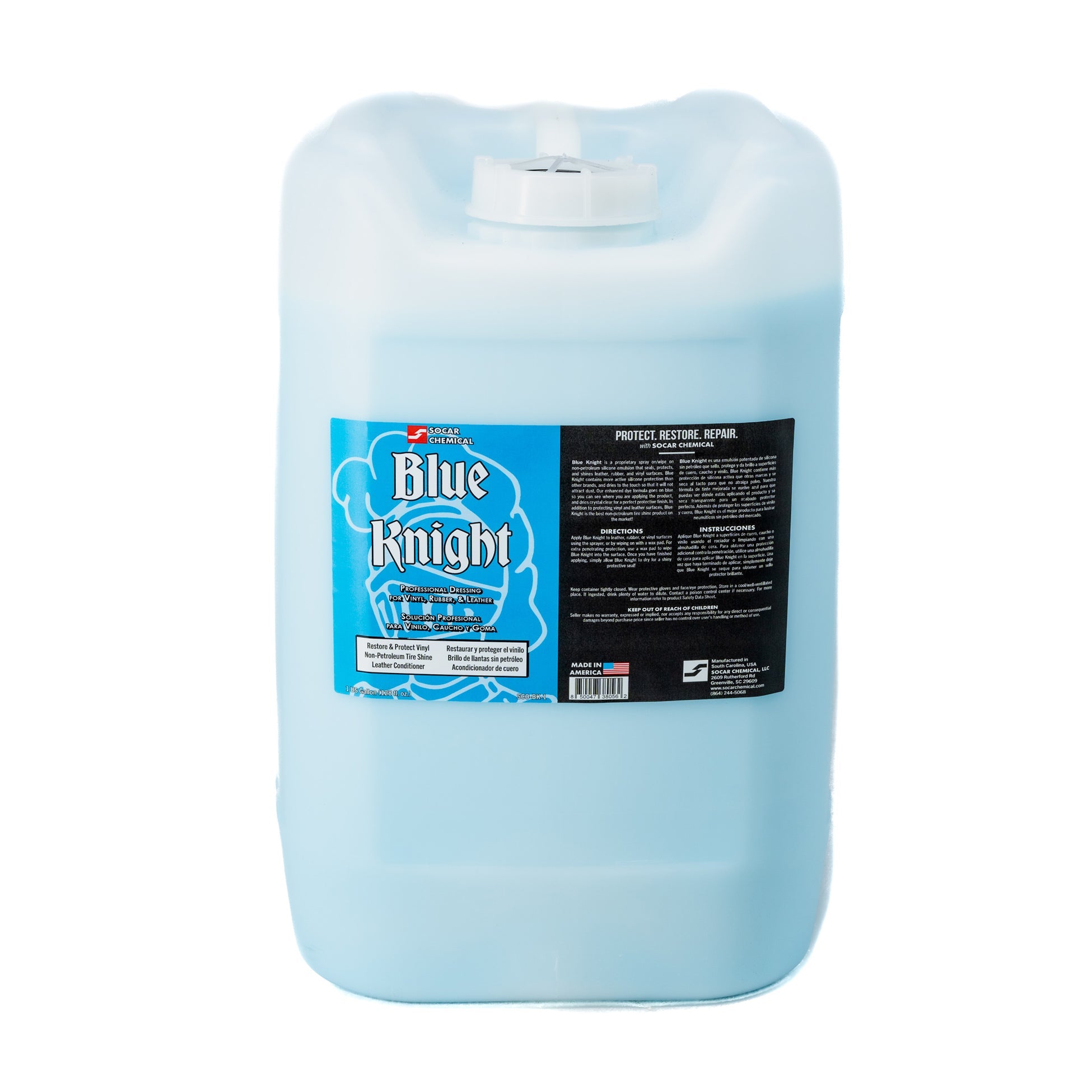Blue Knight Vinyl, Rubber & Leather Dressing is a spray on/wipe on silicone emulsion that seals, protects, and shines leather, rubber & vinyl surfaces. Our