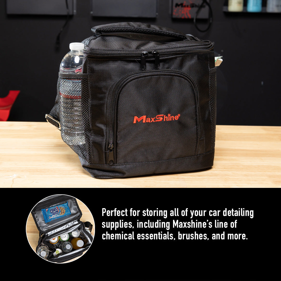 Cooler-Lined Detailing Tool Bag This heavy-duty detailing tool bag is perfect for storing all your car detailing supplies, including chemicals, brushes, and