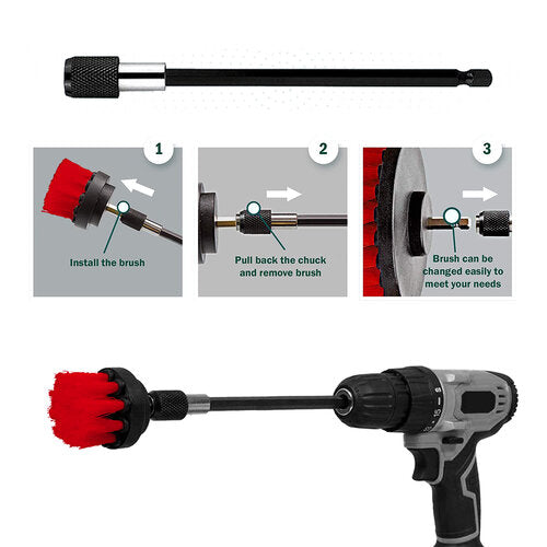 Drill Brush Attachment For Car Detailing | Maxshine Detailing Drill Straight Extended Accessory, 6″ long, Rust-Free