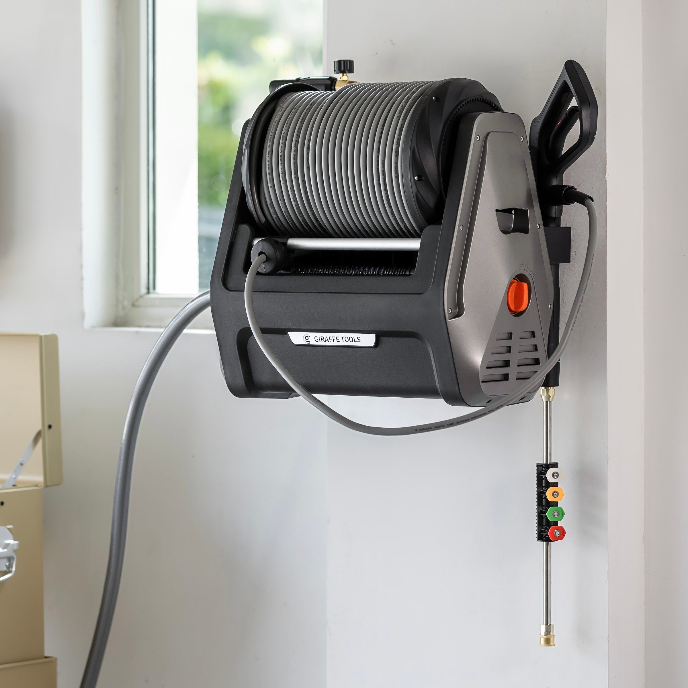 Grandfalls Retractable Pressure Washer Plus has an auto-retraction high-pressure washer which can help you finish our cleaning tasks efficiently.