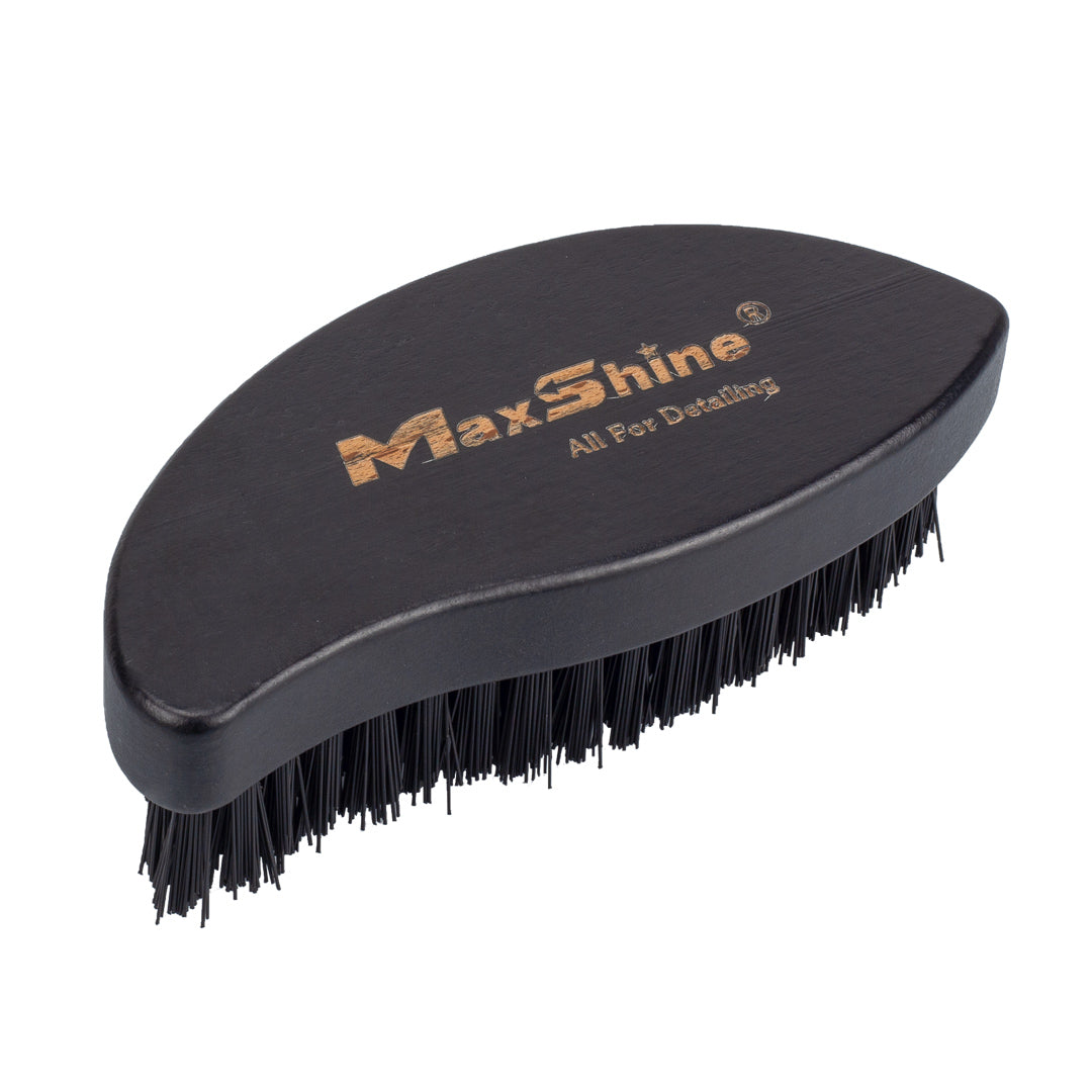 Maxshine Ergonomic Tire Cleaning Brush in use - professional detailing application