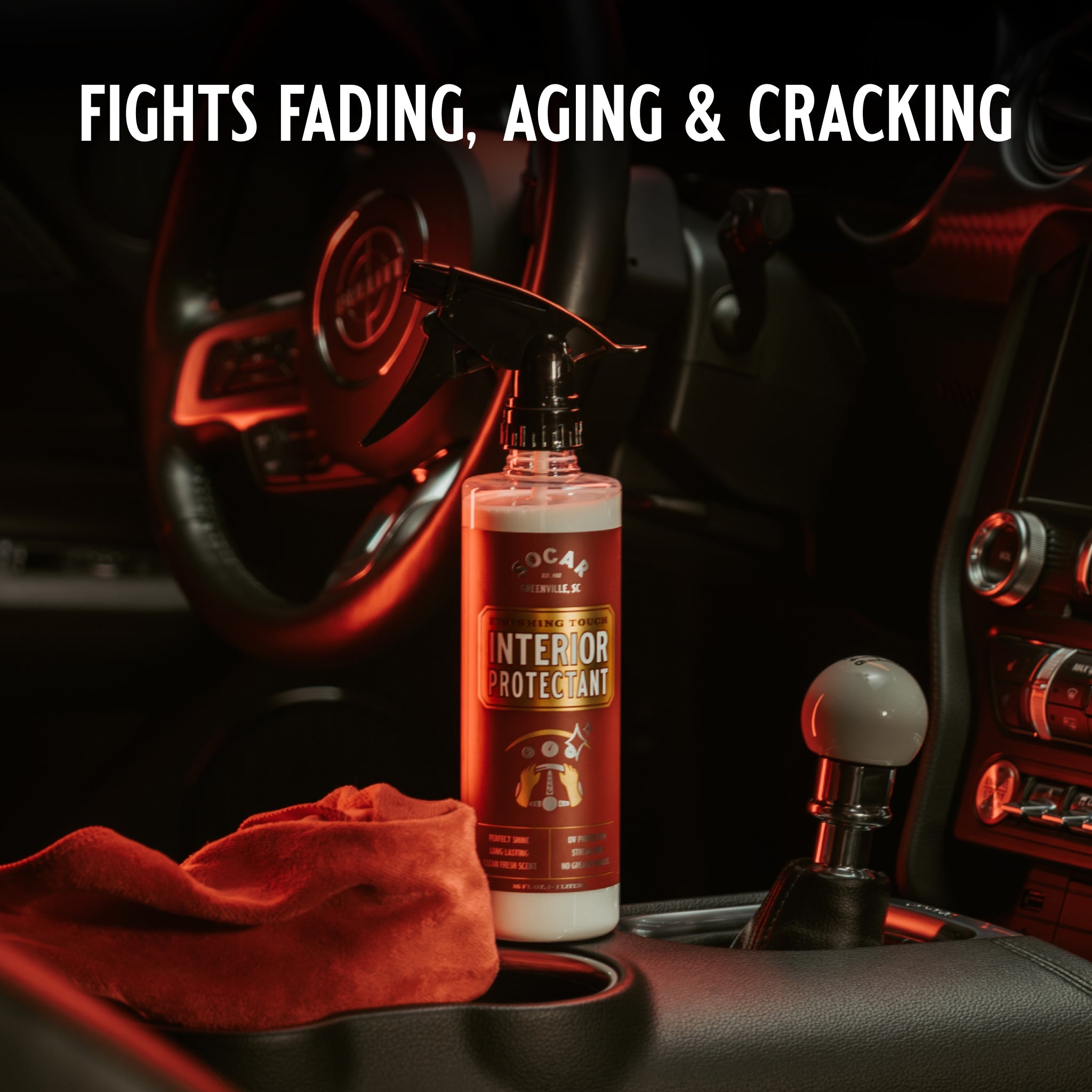 Finishing Touch is the perfect way to seal and protect your car’s inside surfaces after a good clean. It creates an optimal shine without leaving any streaks