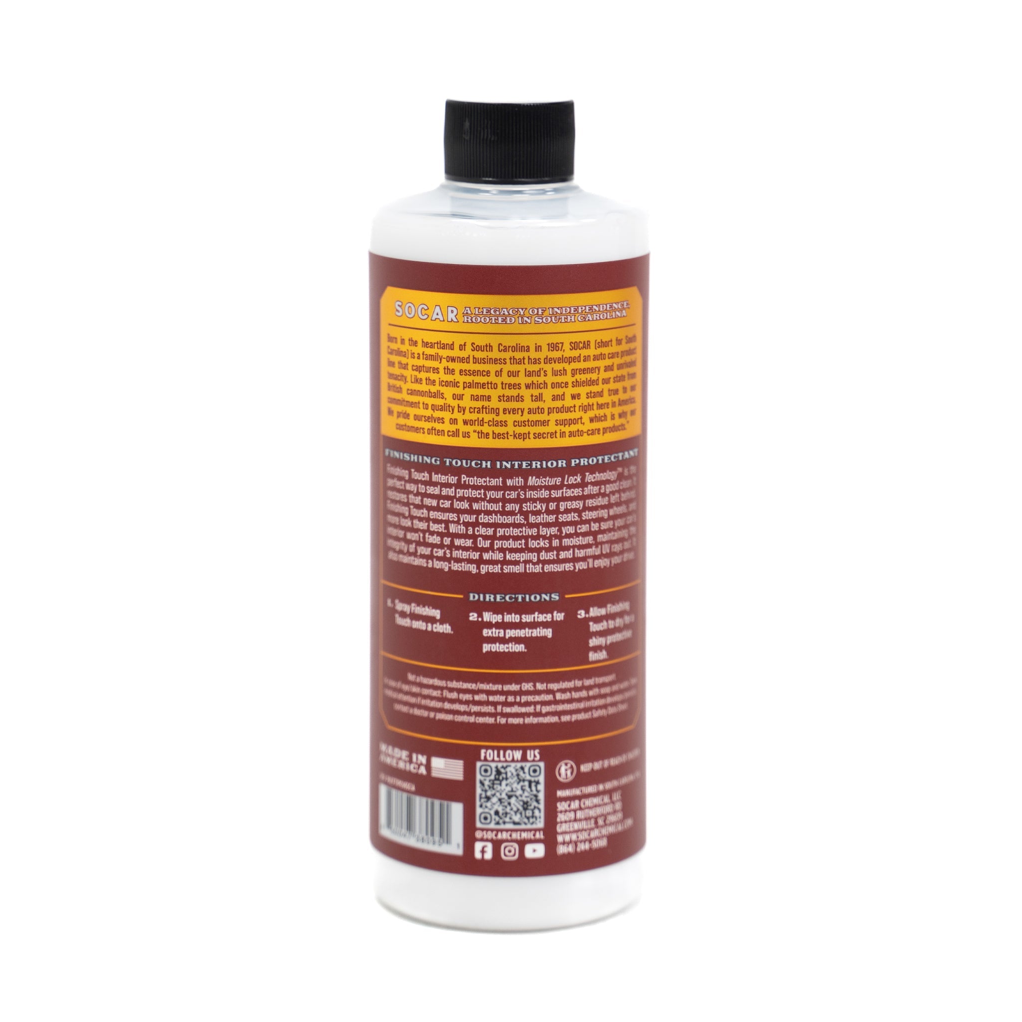 Finishing Touch is the perfect way to seal and protect your car’s inside surfaces after a good clean. It creates an optimal shine without leaving any streaks