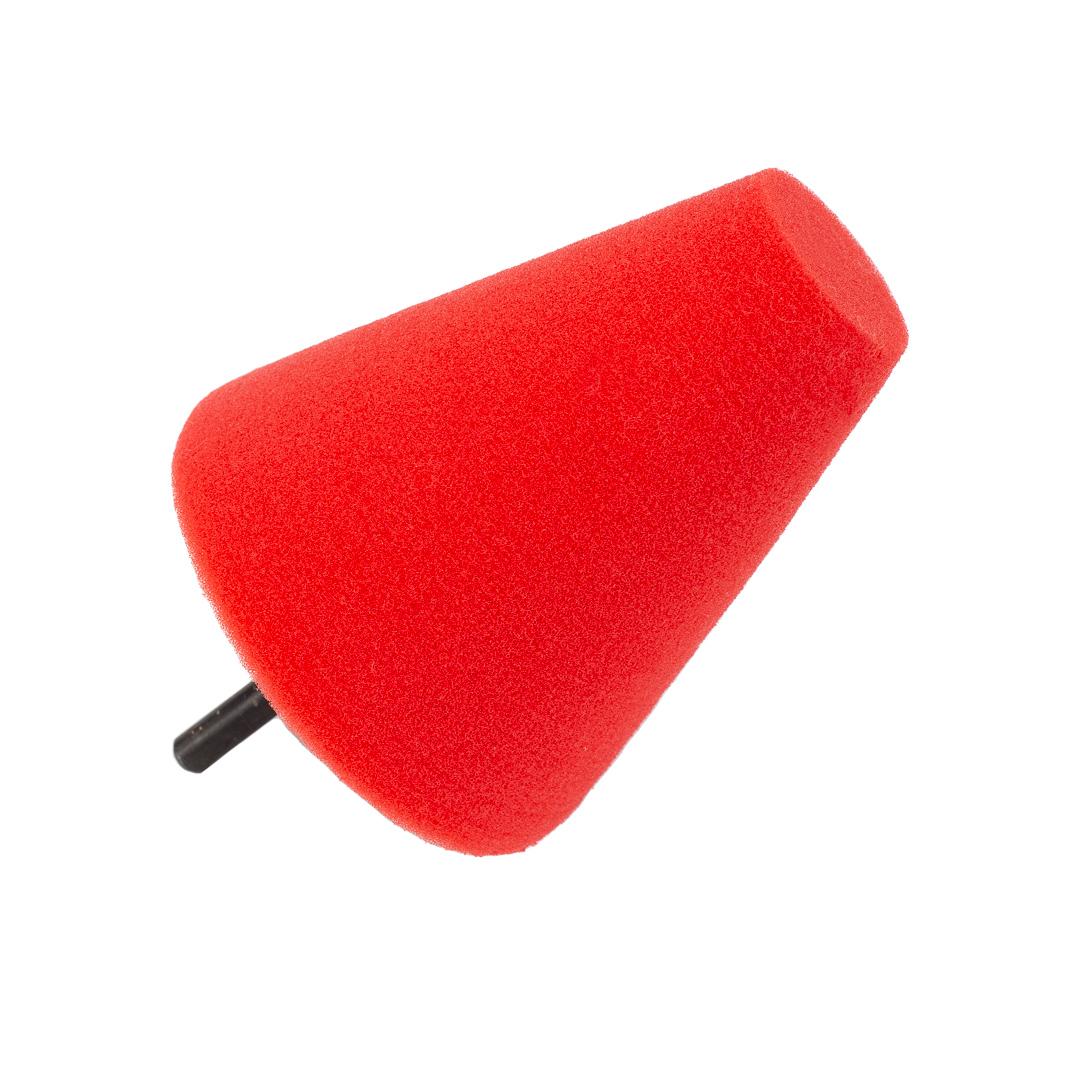 Maxshine Foam Finishing Cone Drill Brush Attachment in use - professional detailing application