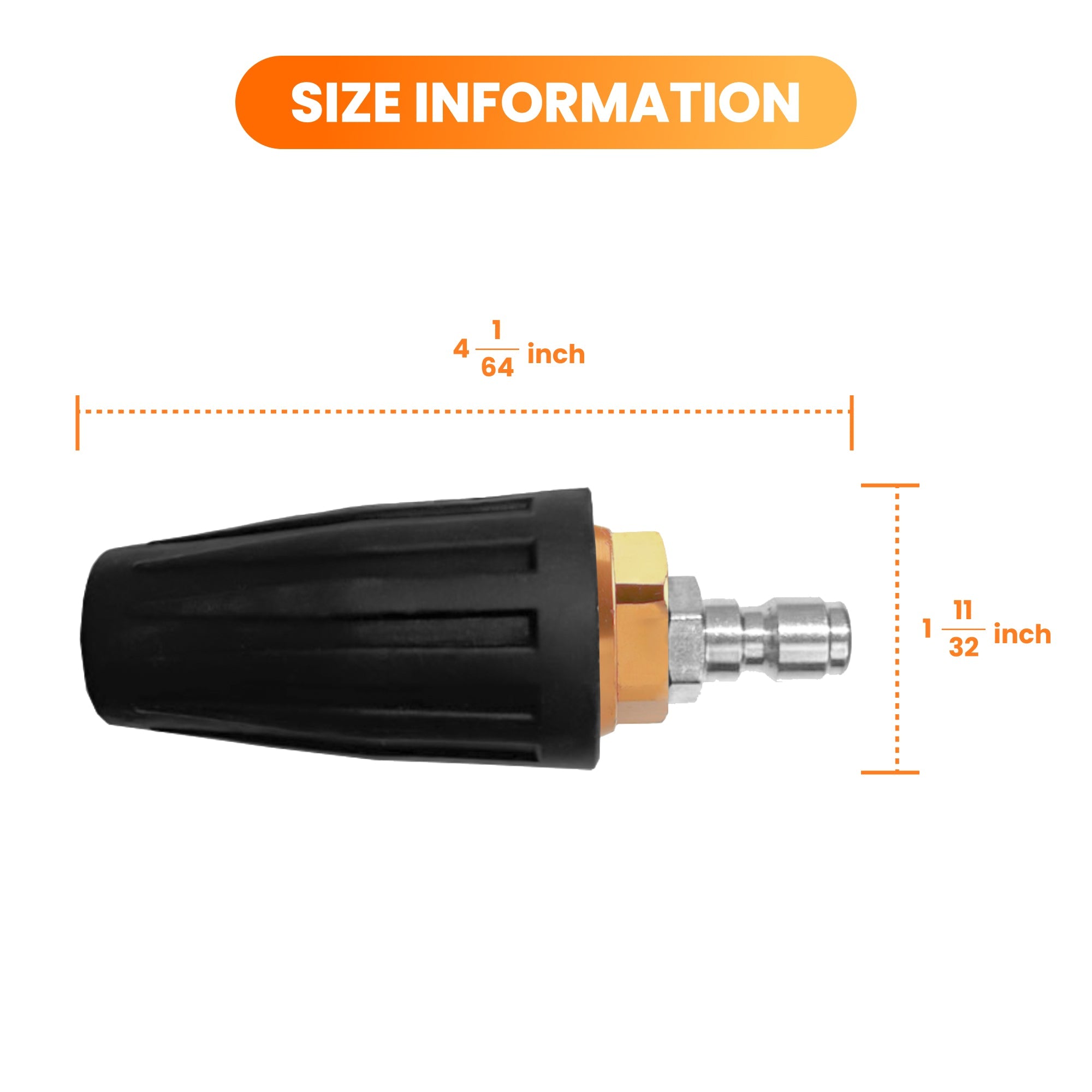 Giraffe Tools Pressure Washer Turbo Nozzle is made with stainless steel, a wide range of applications. Applicable high-pressure washer gun with 1/4" standard