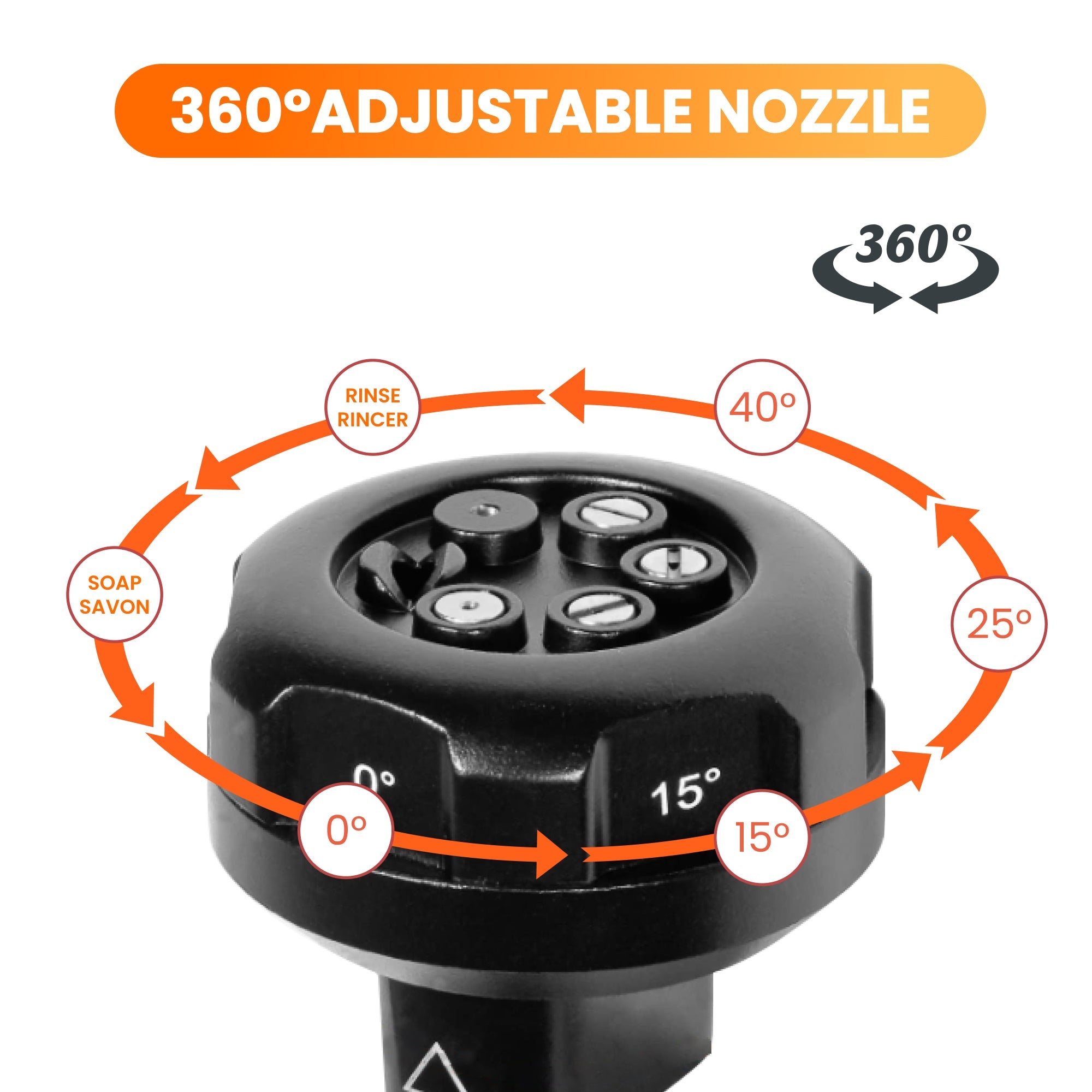 Giraffe Tools Pressure Washer Spray Nozzle, 360° adjustable, easy to use, wide application.