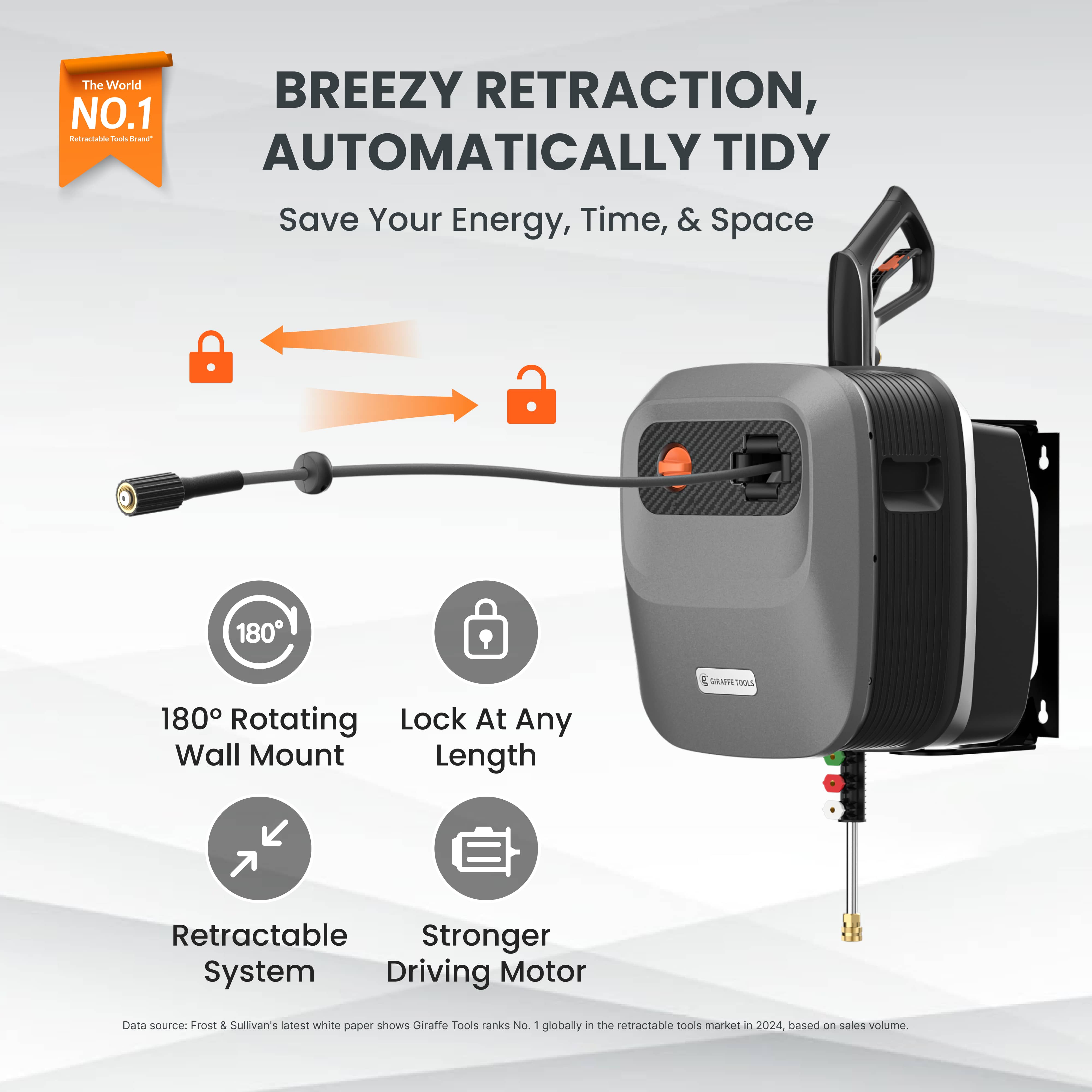 Grandfalls G20 is the newest innovation in our Grandfalls Pressure Washer collection. All-in-one units with a unique rotating wall-mounted design and