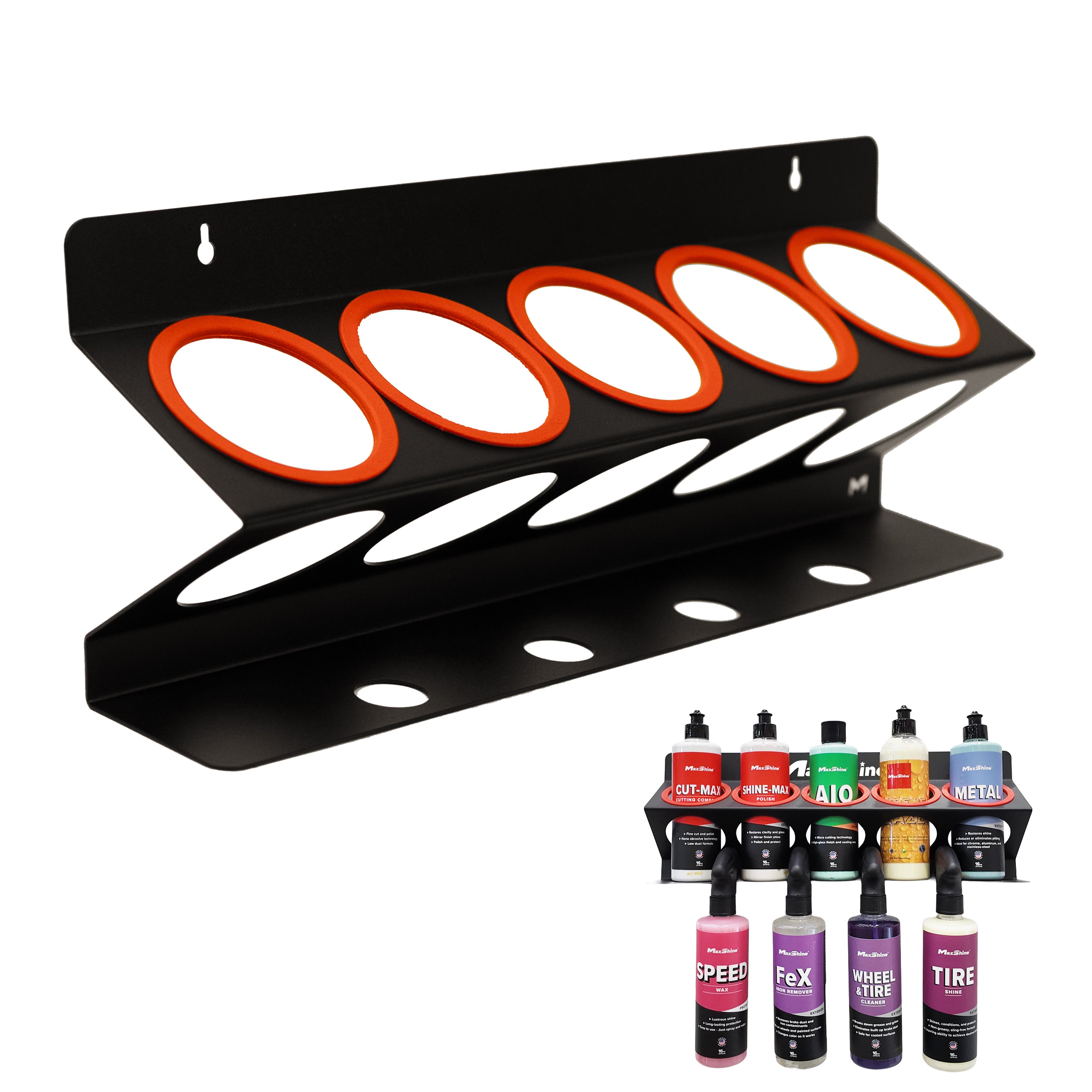 Spray Bottle Racks MaxShine Spray Bottle Racks stand above the rest. This detailing compound holder is an optimal organization solution for your 16oz, 32oz, or