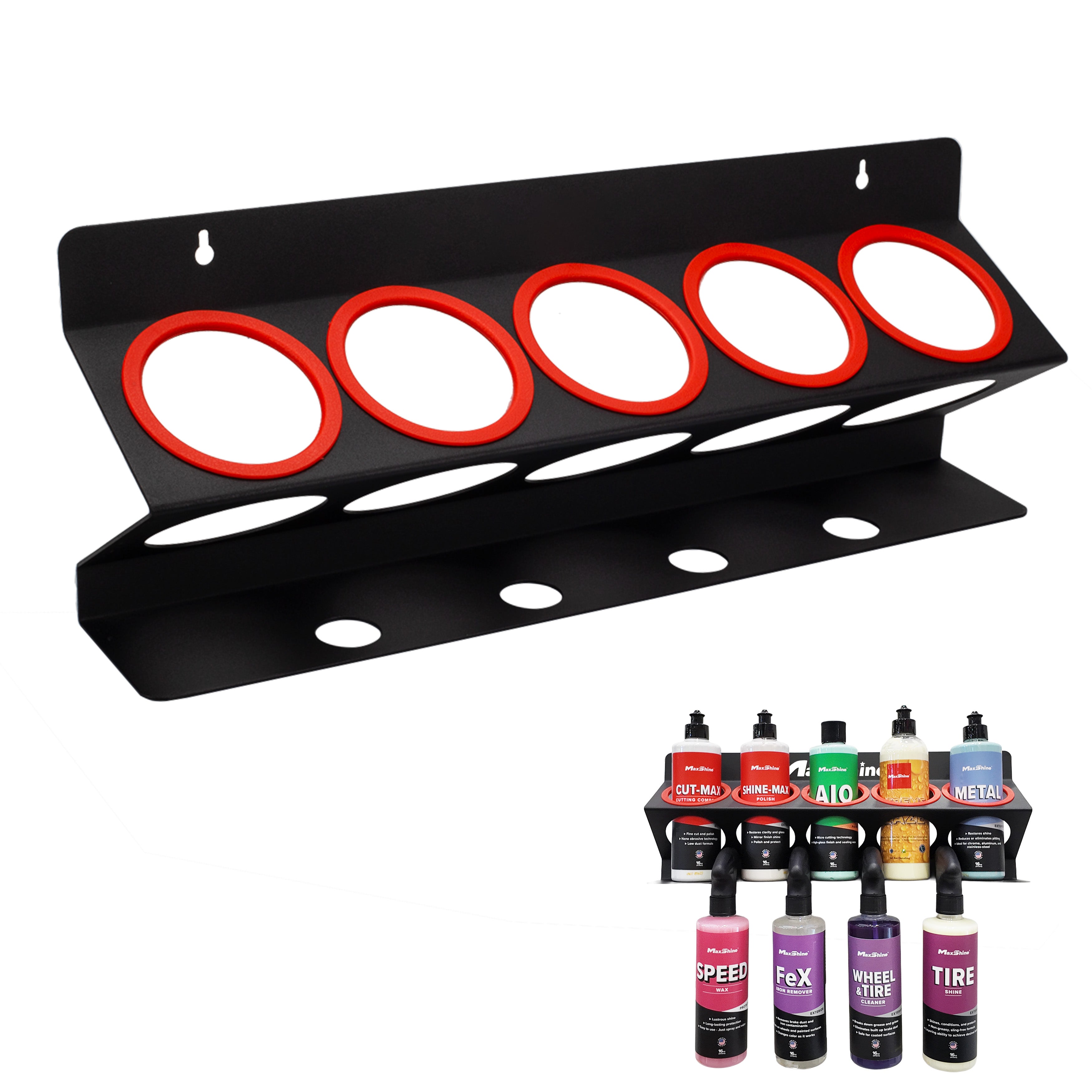 Spray Bottle Racks MaxShine Spray Bottle Racks stand above the rest. This detailing compound holder is an optimal organization solution for your 16oz, 32oz, or