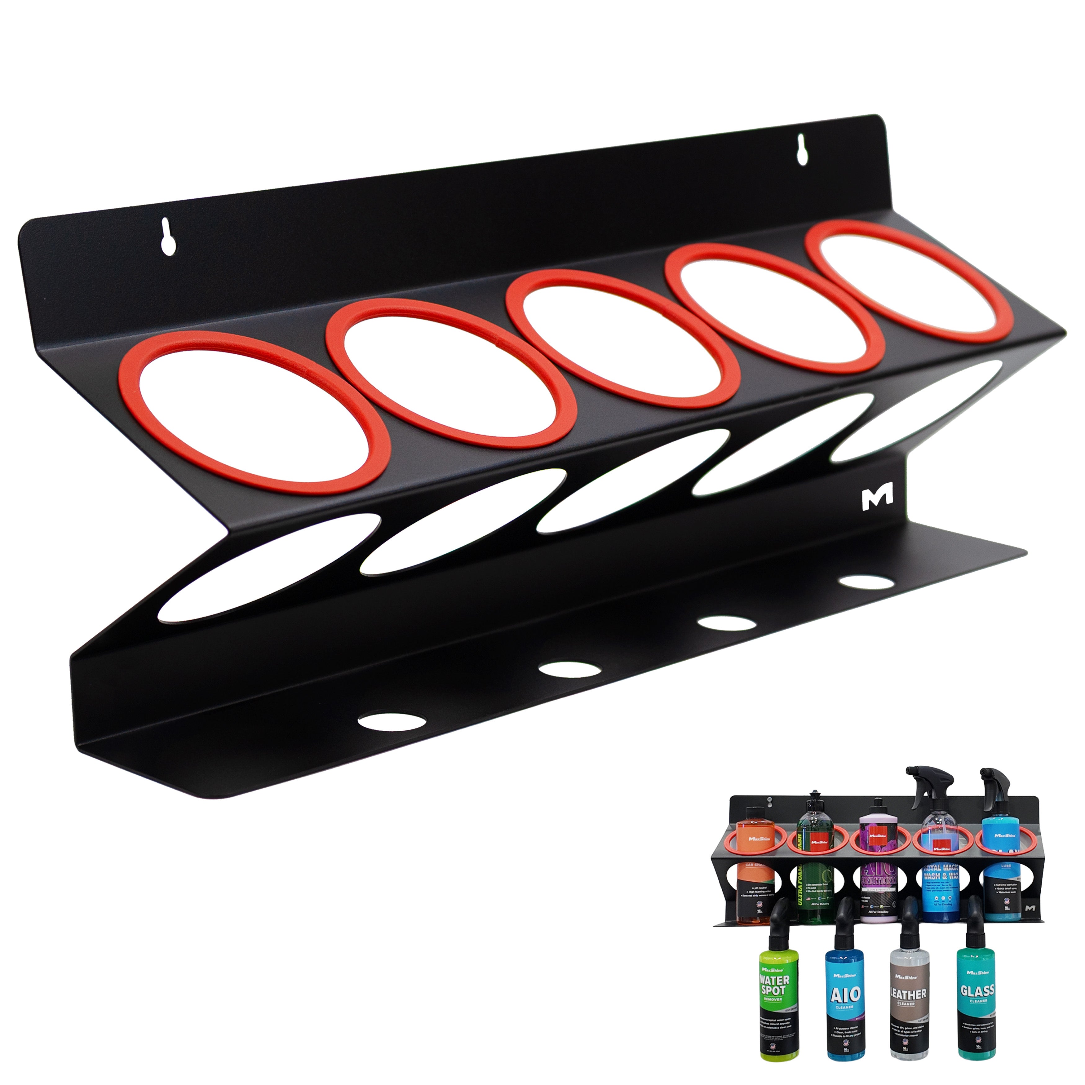 Spray Bottle Racks MaxShine Spray Bottle Racks stand above the rest. This detailing compound holder is an optimal organization solution for your 16oz, 32oz, or