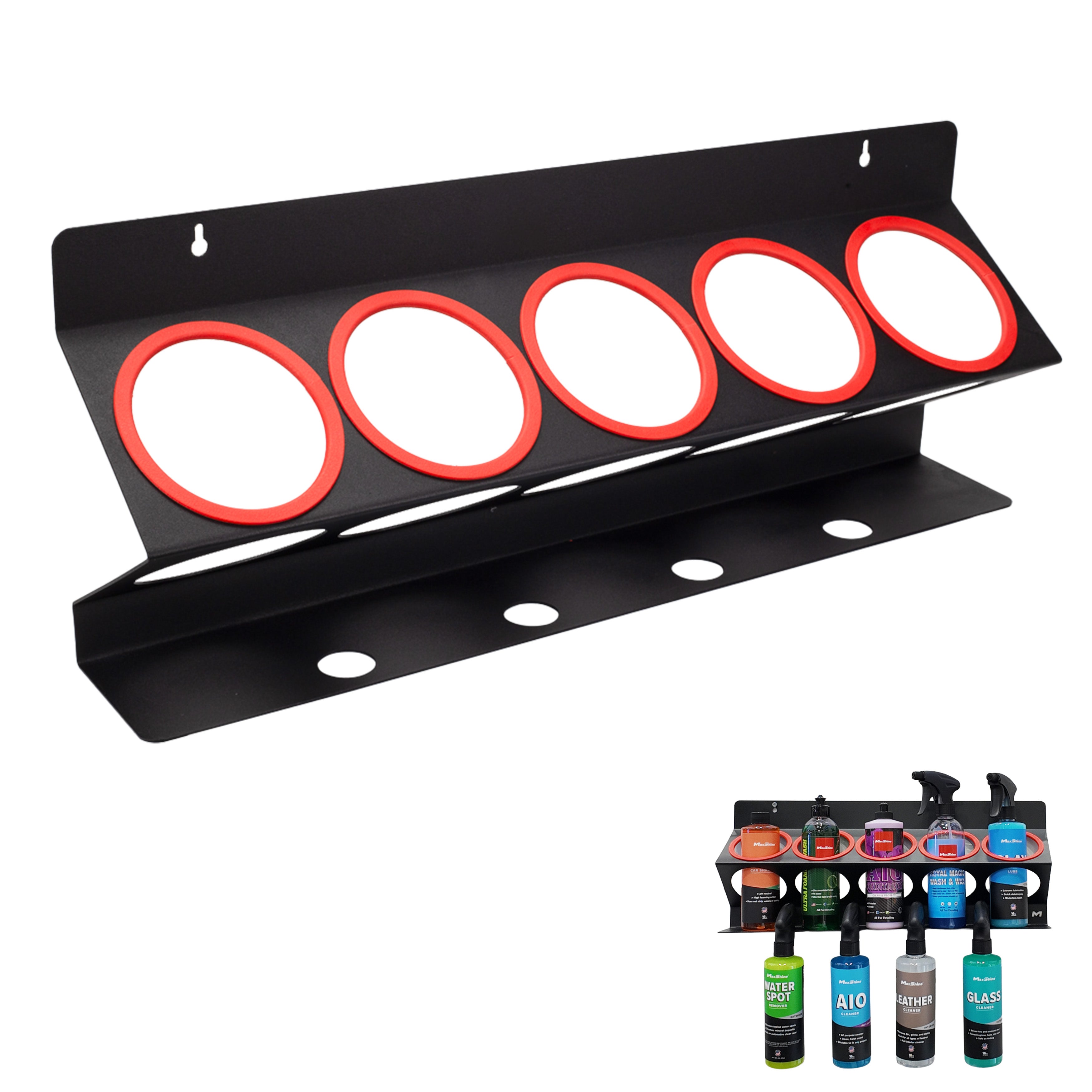 Spray Bottle Racks MaxShine Spray Bottle Racks stand above the rest. This detailing compound holder is an optimal organization solution for your 16oz, 32oz, or