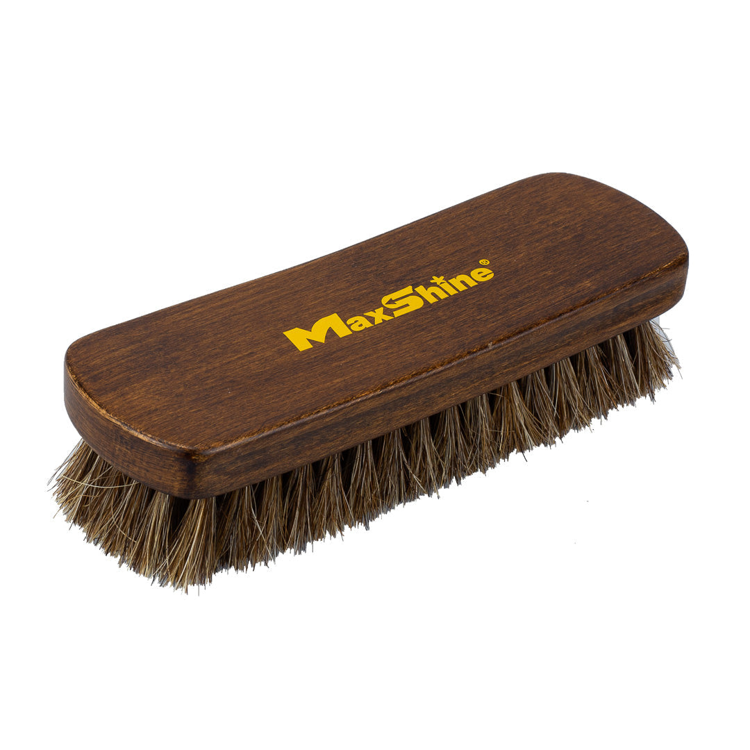 Maxshine Horse Hair Brush for Cleaning Upholstery in use - professional detailing application