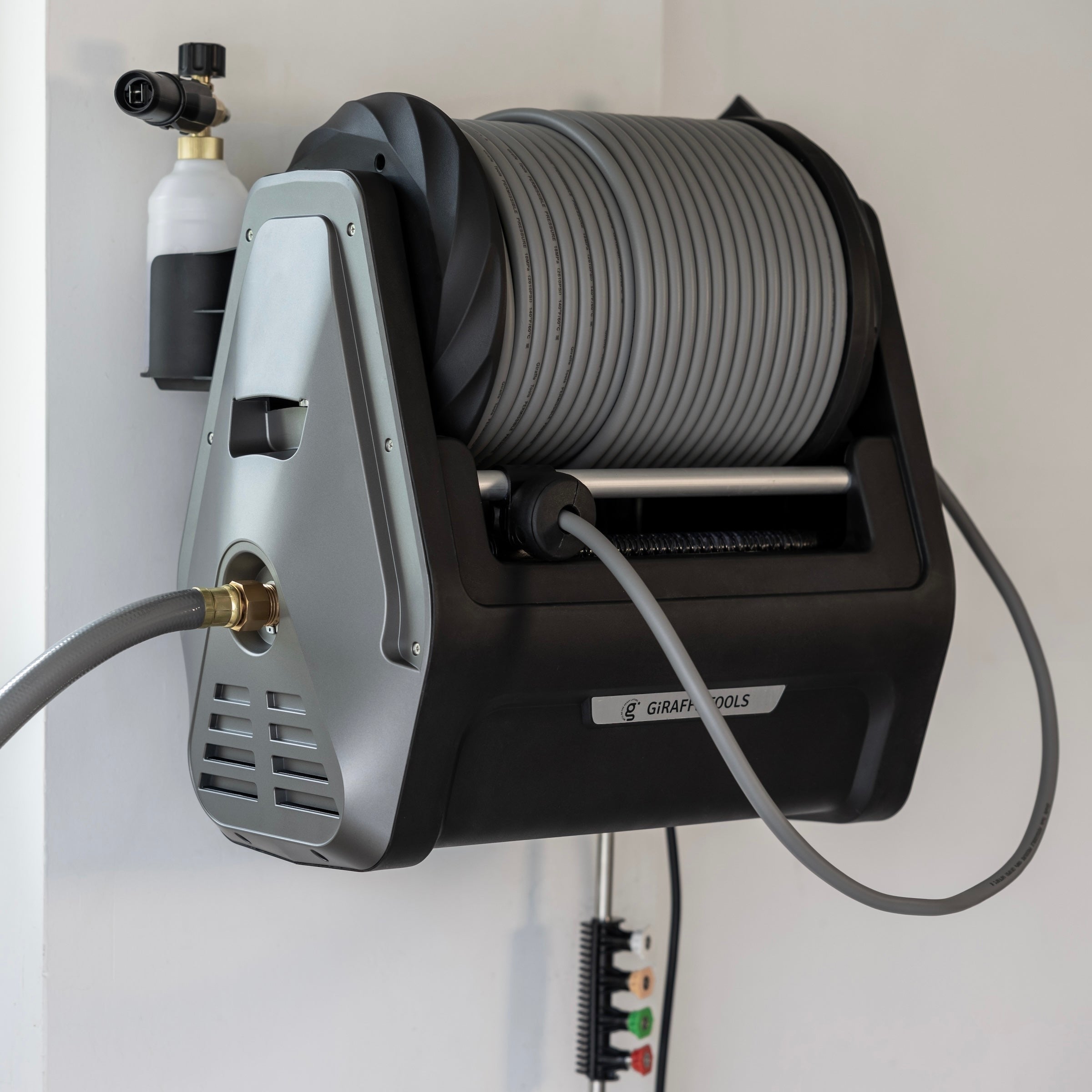 Grandfalls Retractable Pressure Washer Plus has an auto-retraction high-pressure washer which can help you finish our cleaning tasks efficiently.