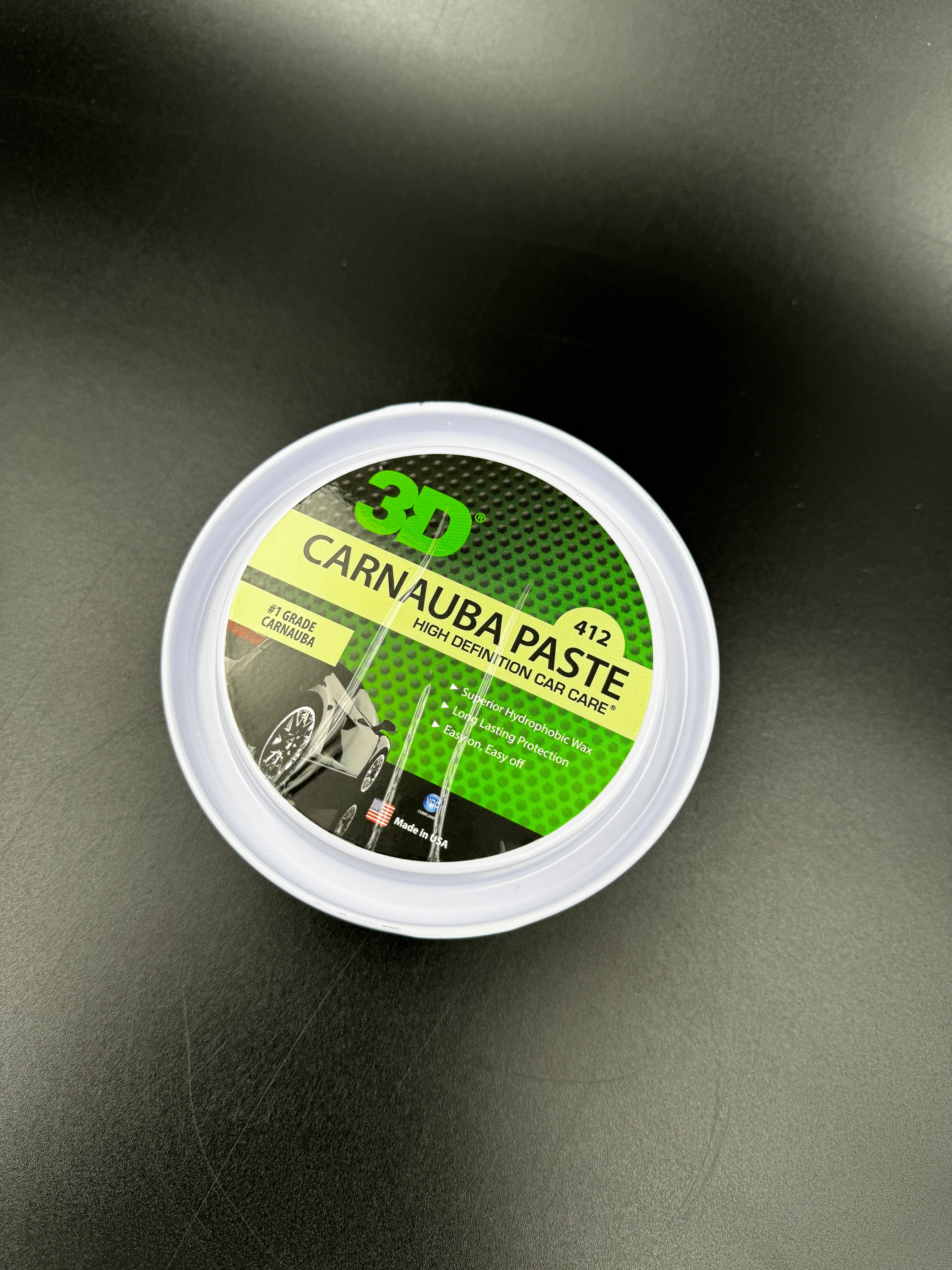 3D Carnauba Paste Wax - tin angled top view