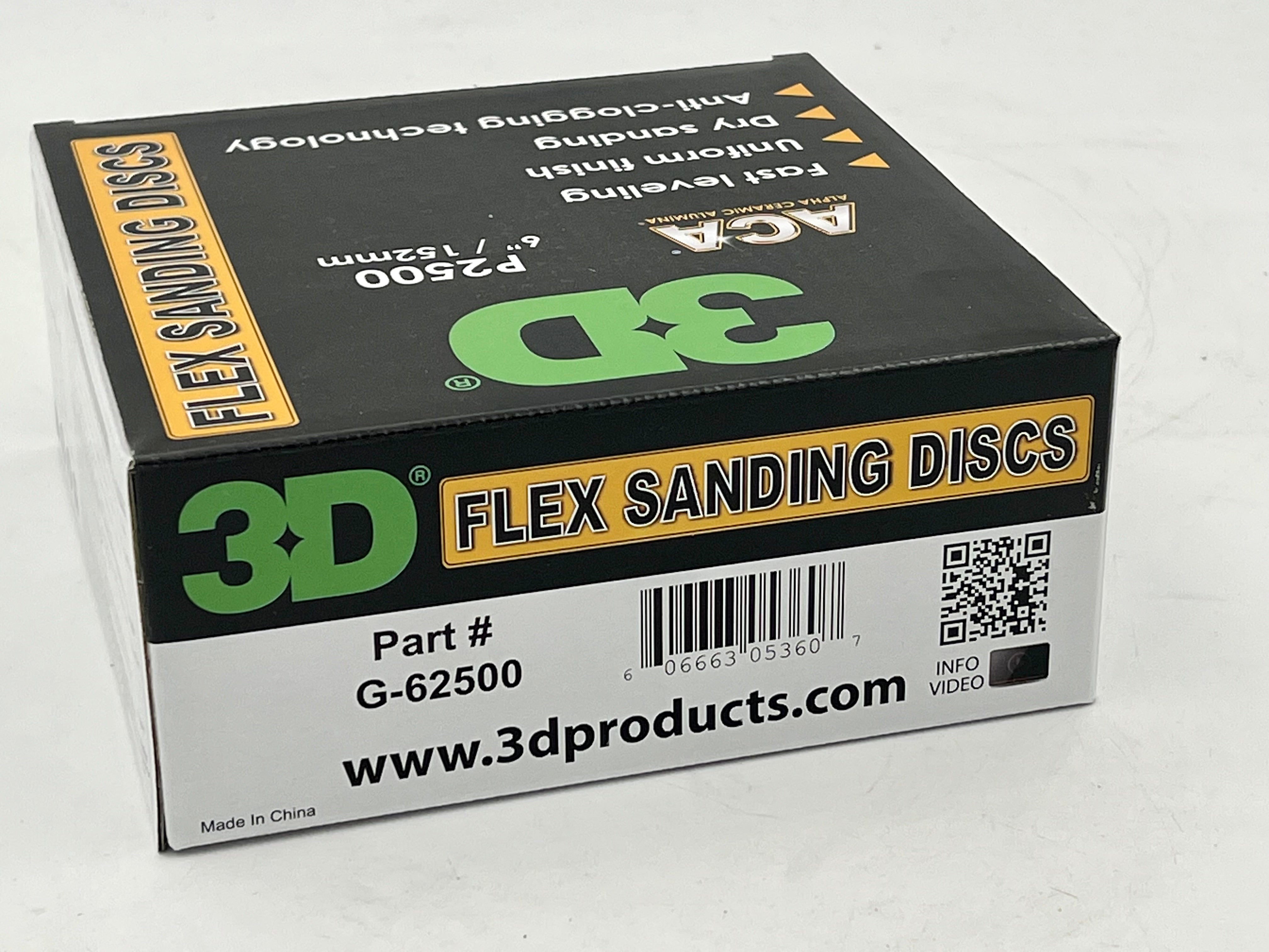 3D ACA Flex P2500 Sanding Discs 6-inch - back label and directions