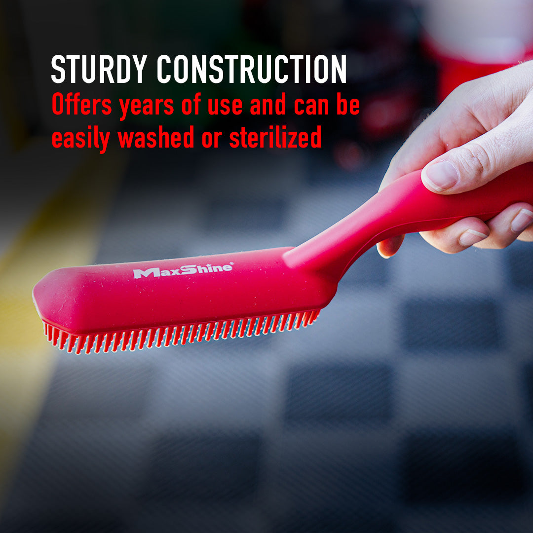 Silicone Brush Pet Hair and Lint Carpet & Upholstery Brush This silicone brush is a lifesaver for pet owners and car detailers alike. It uses static