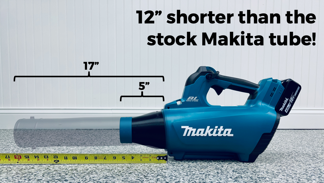 Stubby Nozzle Co. STUBBY® Car Drying Nozzle for Makita 18V LXT Leaf Blower (XBU03Z & DUB184Z) in use - professional detailing application