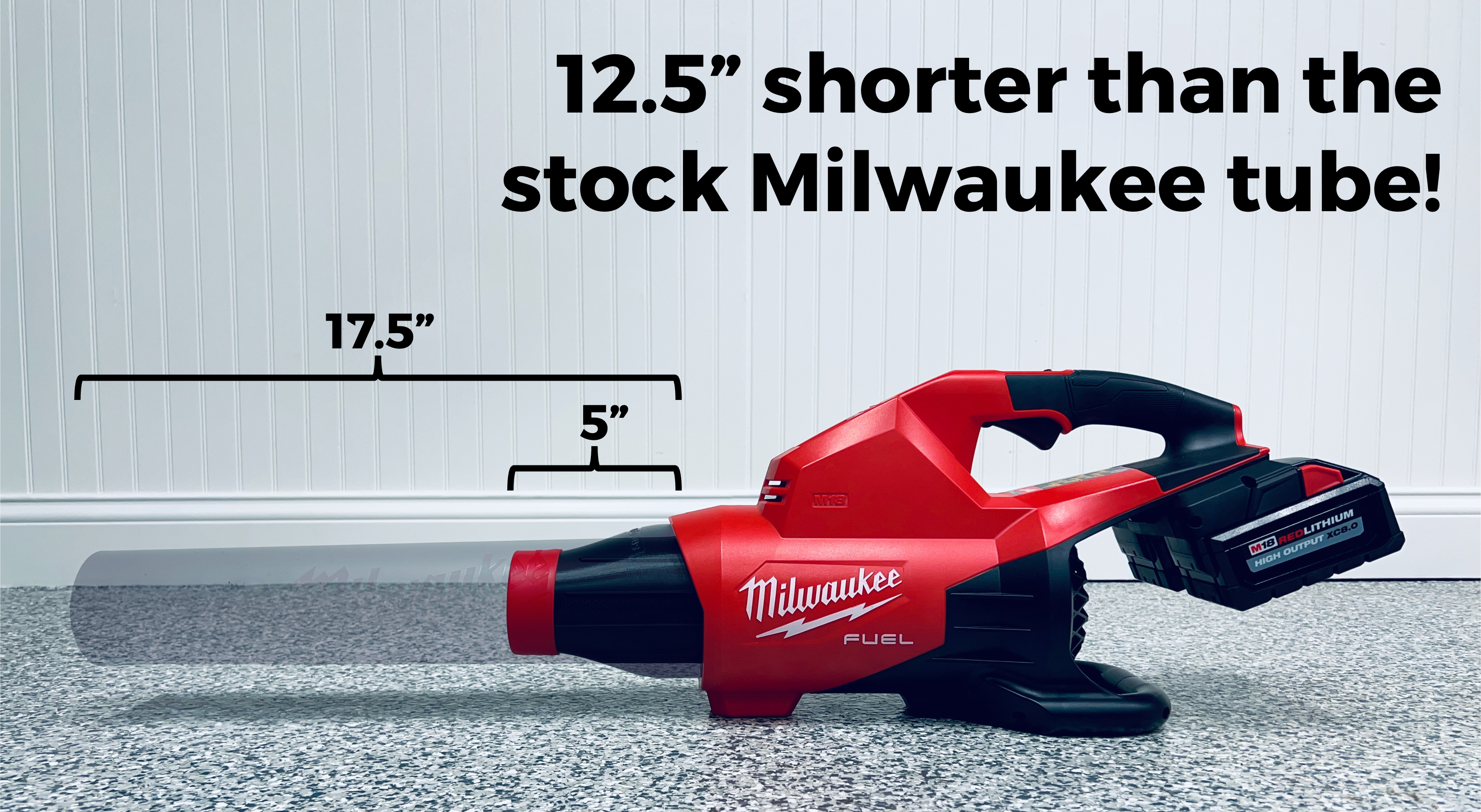 Stubby Nozzle Co. STUBBY® Car Drying Nozzle for Milwaukee M18 FUEL Dual Battery Leaf Blower (2824-20) in use - professional detailing application