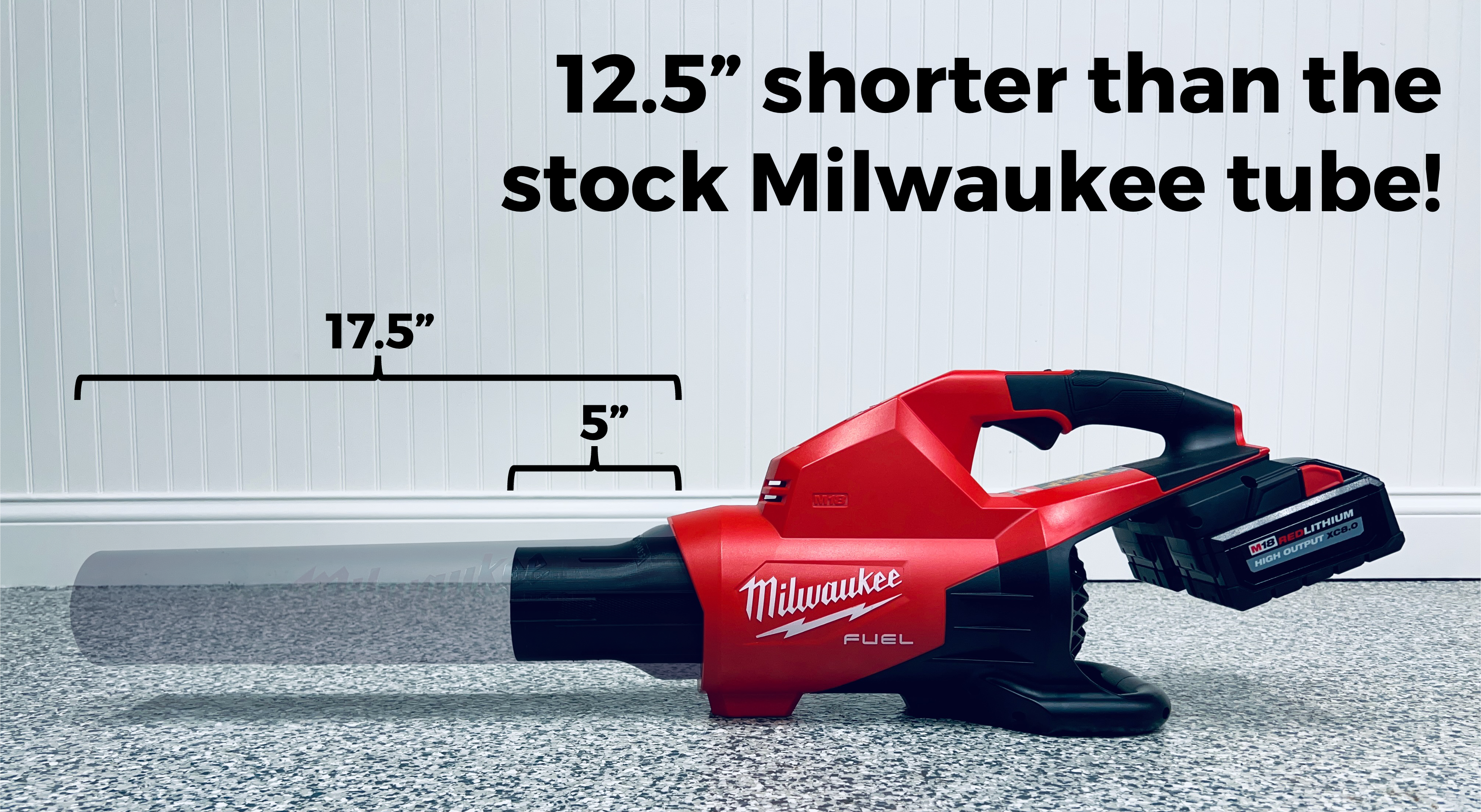 Stubby Nozzle Co. STUBBY® Nozzle Adapter for Milwaukee M18 FUEL Dual Battery Leaf Blower (2824-20) in use - professional detailing application