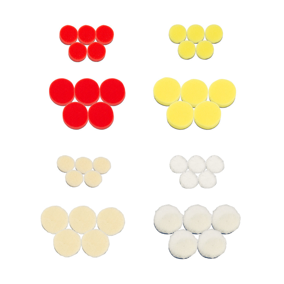 Polishing Pads Kit The Polishing Pads Kit contains a complete set of foam and wool pads for MaxShine's Mini Cordless Polisher. Take your detailing skills to