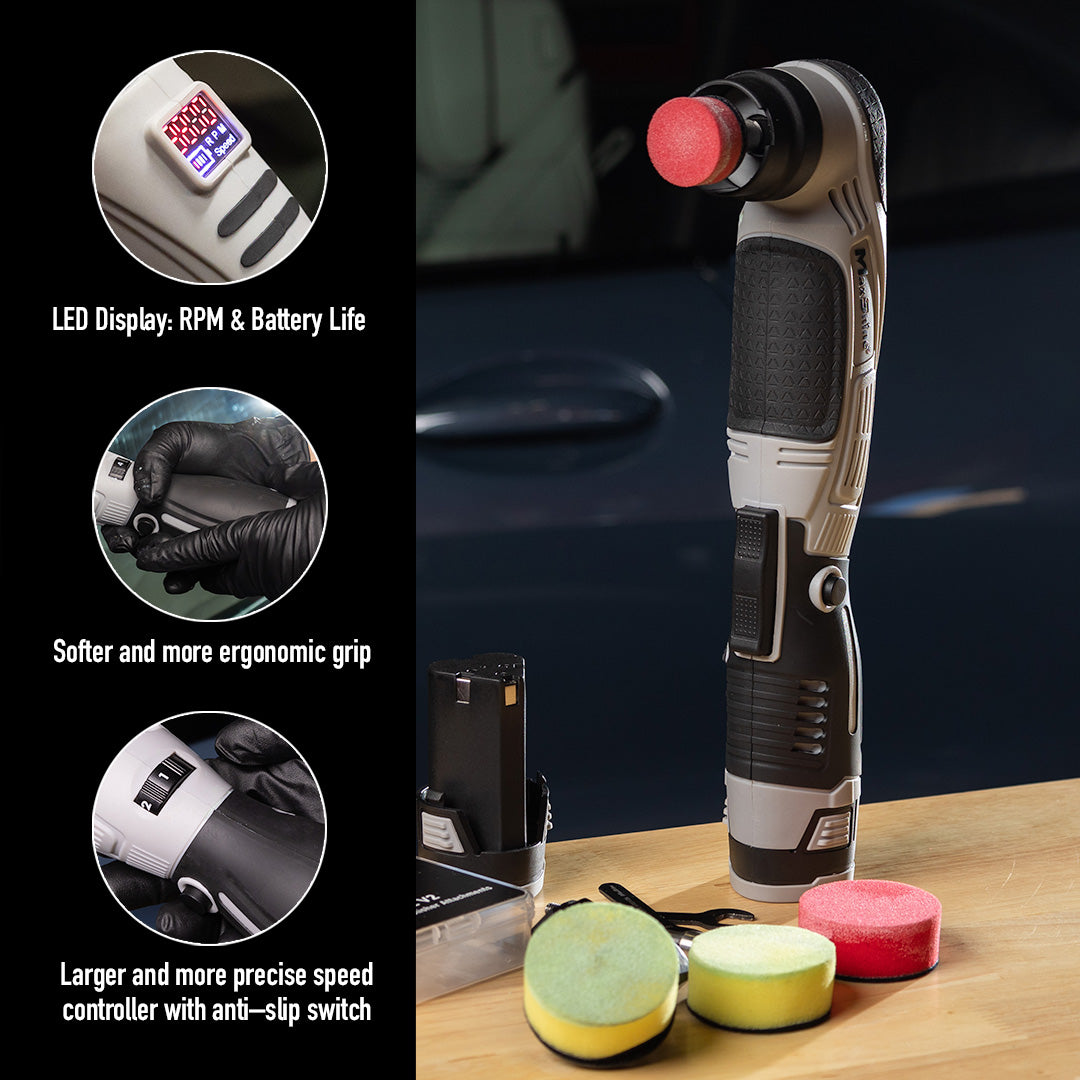 Cordless Dual Action Polisher Maximizing Mobility, Super Lightweight, Hybrid The Cordless Dual Action Polisher gives you full mobility to polish tight areas