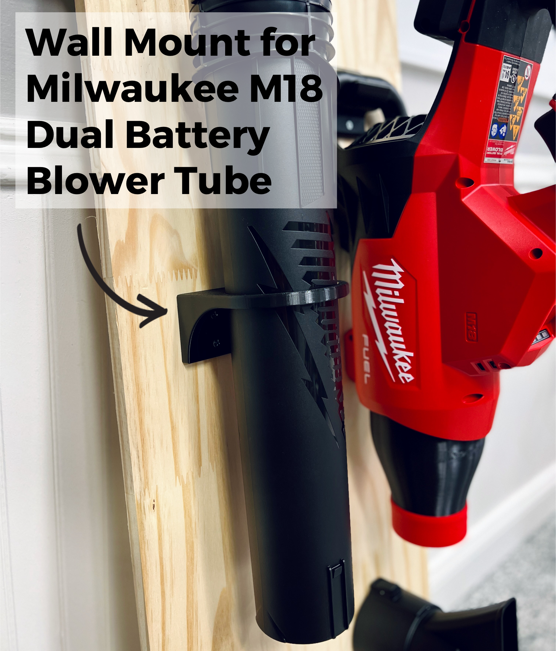 Stubby Nozzle Co. Wall Mount Kit for Milwaukee M18 FUEL Dual Battery Leaf Blower (2824-20) - detail shot 5