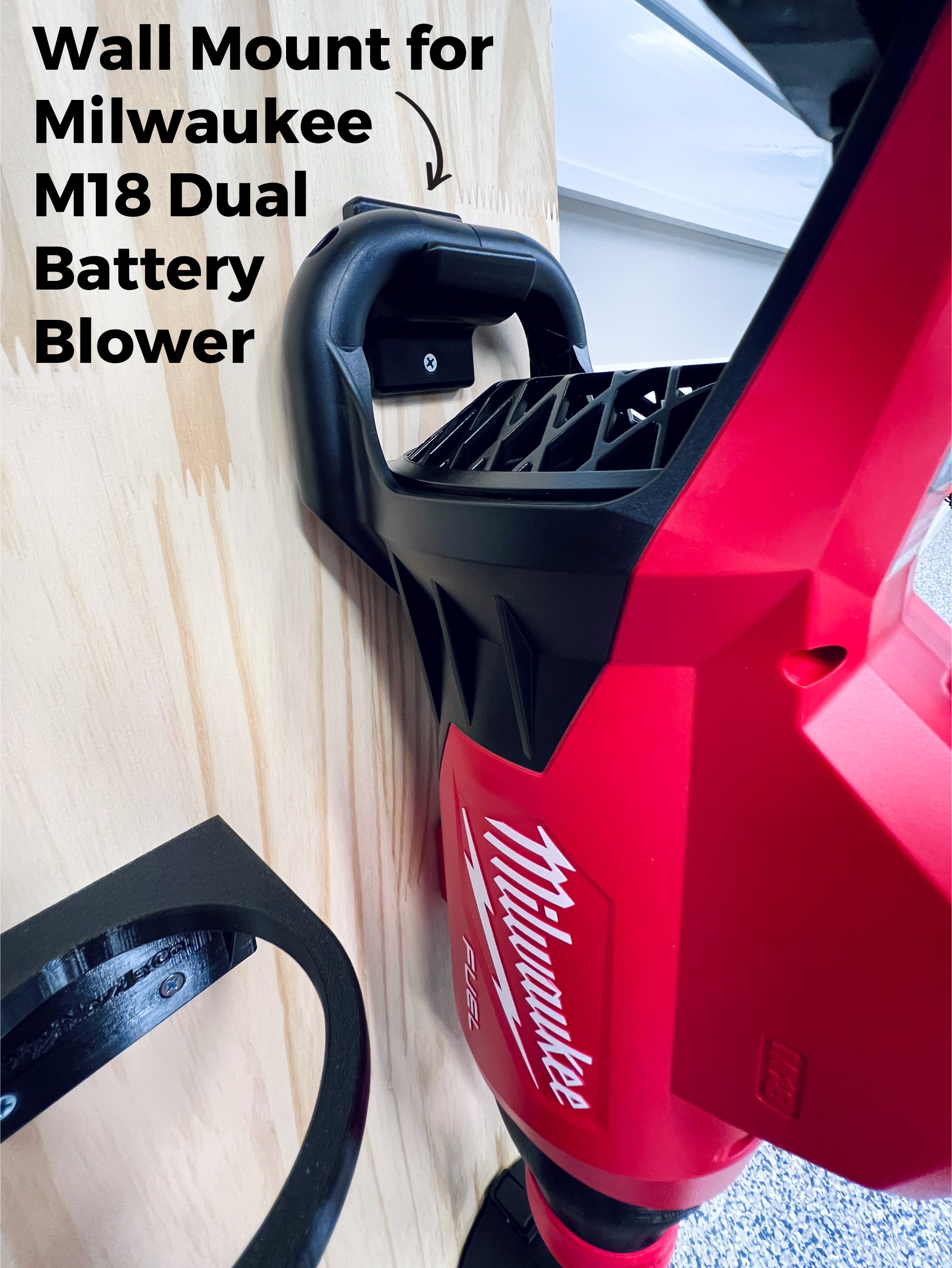 Stubby Nozzle Co. Wall Mount Kit for Milwaukee M18 FUEL Dual Battery Leaf Blower (2824-20) in use - professional detailing application