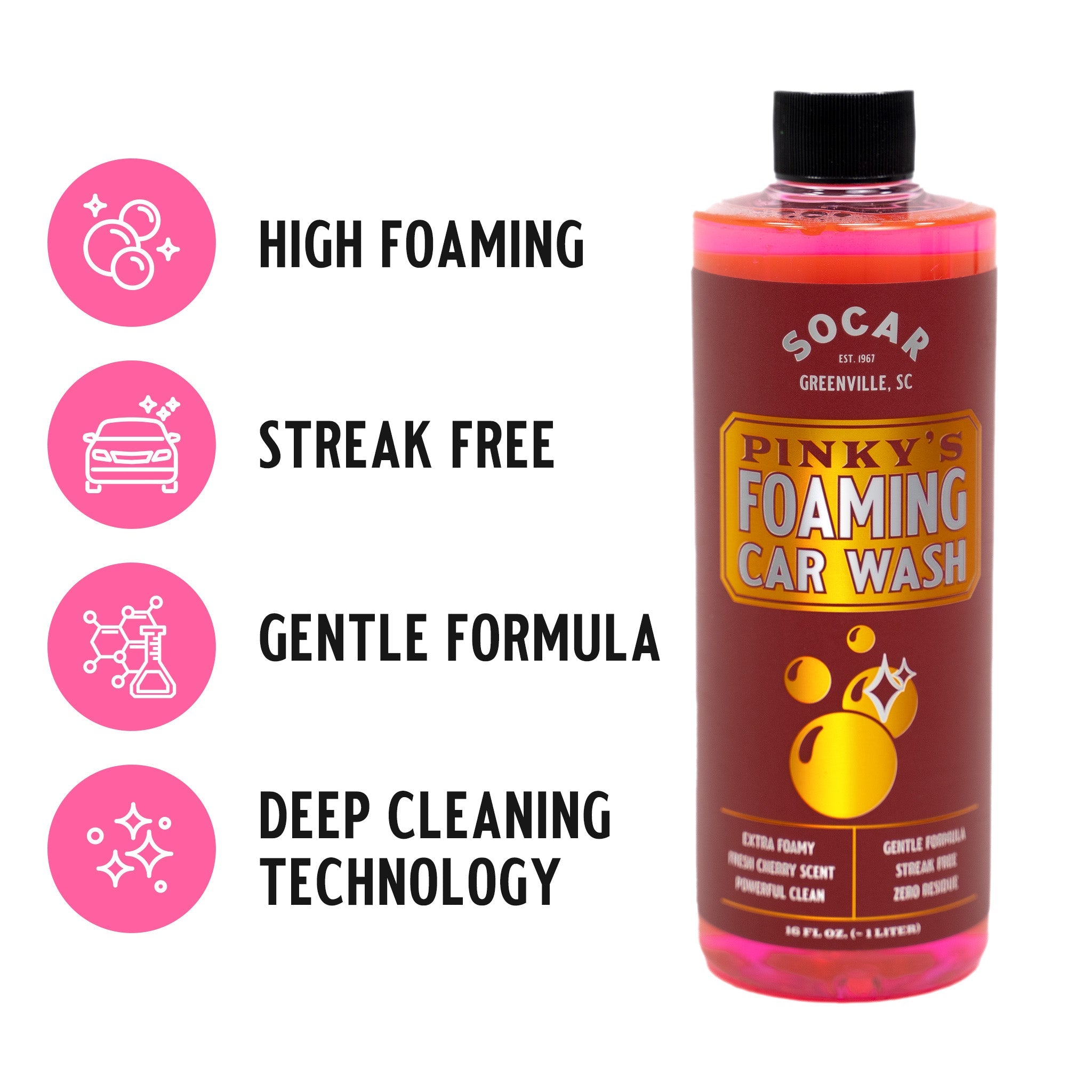 Pinky’s Foaming Car Wash with HydroFoam pH Neutral Technology™ Pinky’s Foaming Car Wash is a professional-grade, concentrated super cleaner for use on cars