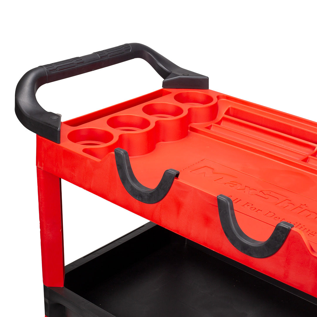 Detailing Cart Premium Heavy Duty Construction This 3-tier detailing cart keeps your workspace clutter-free while providing easy access to all your tools.