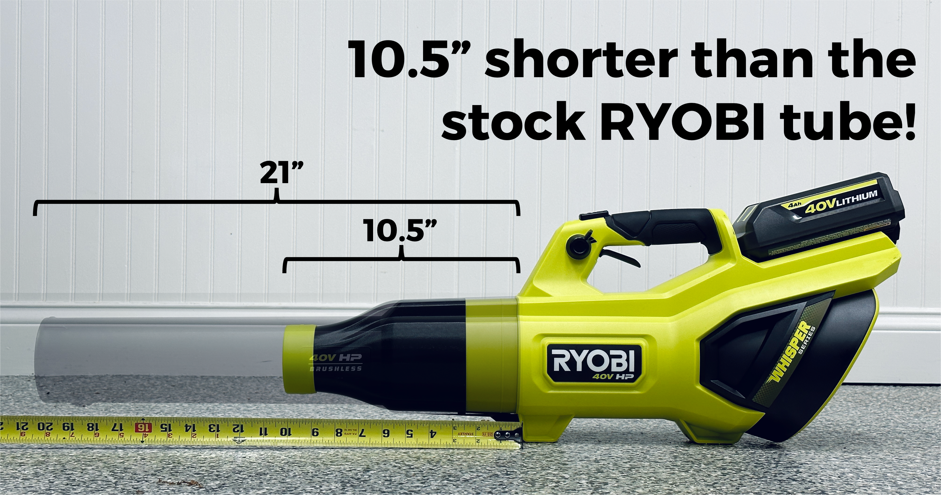 Stubby Nozzle Co. STUBBY® Car Drying Nozzle for RYOBI 730, 650, & 600 CFM Leaf Blowers in use - professional detailing application